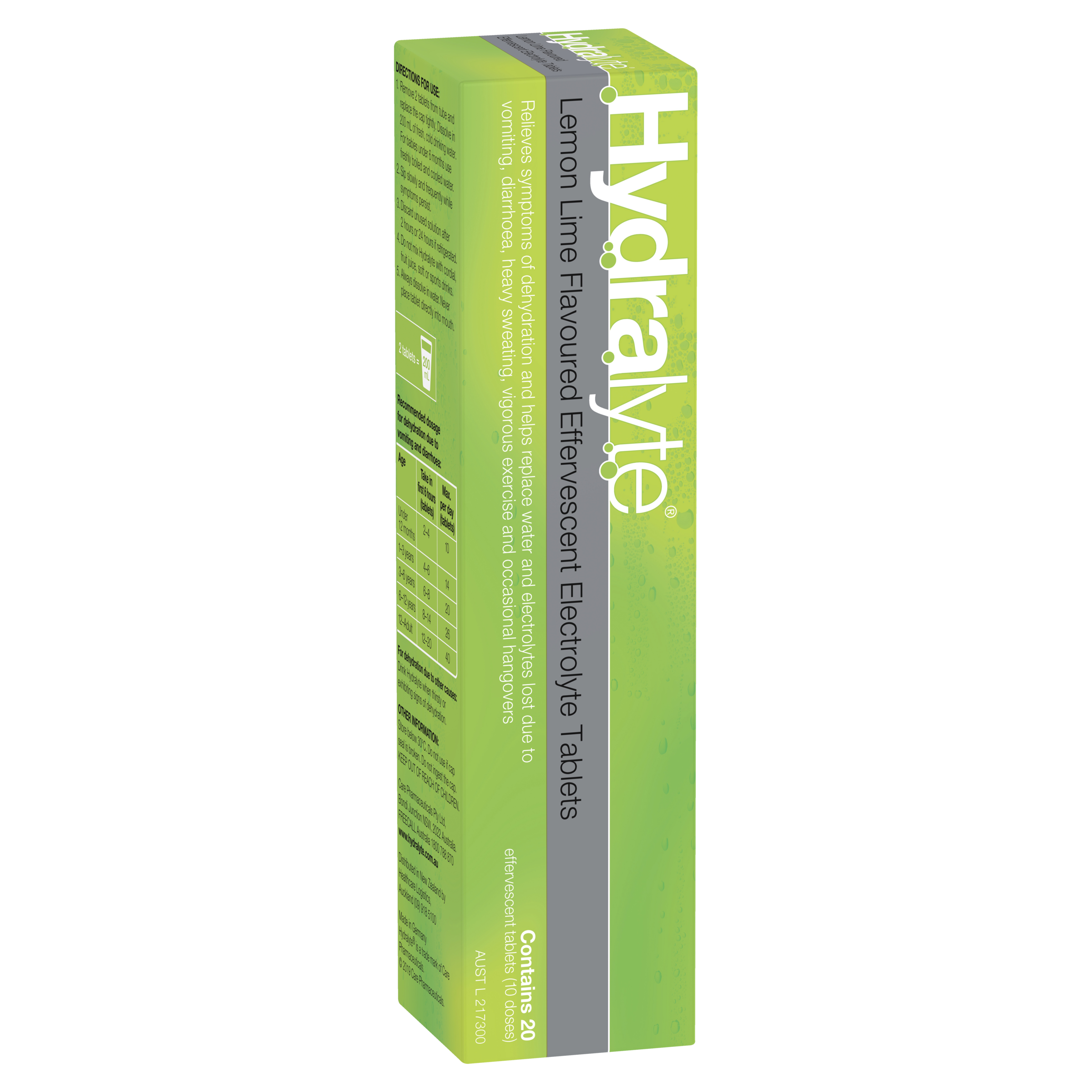 HYDRALYTE EFFERVESCENT LEMON LIME 20 TABLETS