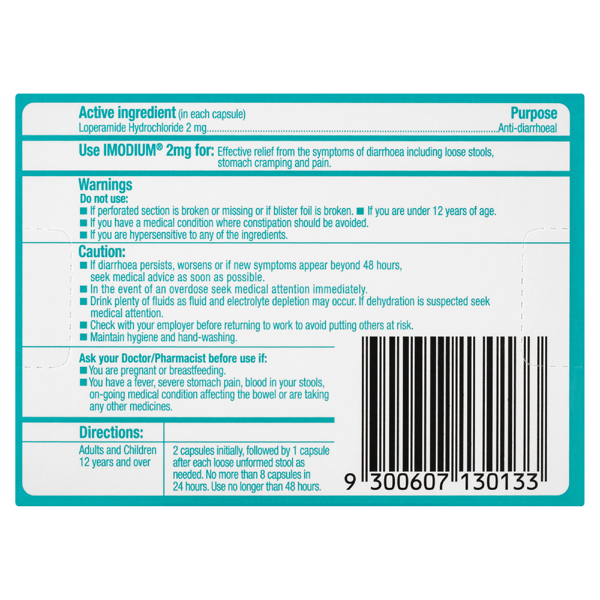IMODIUM DIARRHOEA RELIEF 20 CAPSULES - Image 4