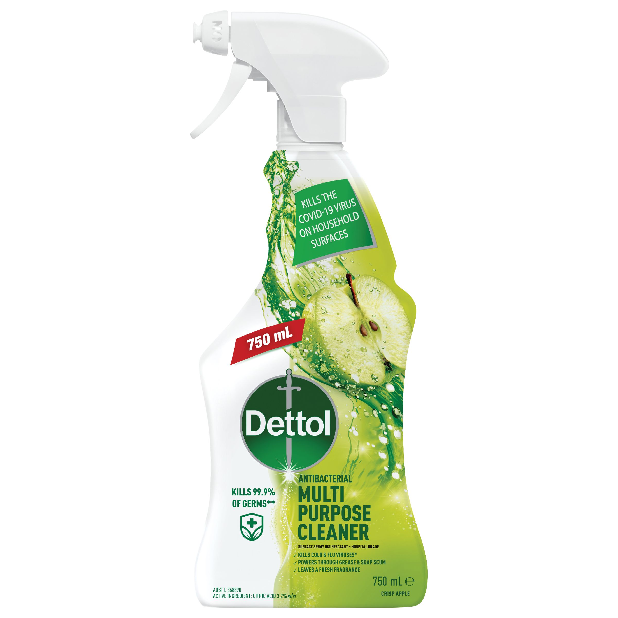 DETTOL MULTI PURPOSE SPRAY CRISP APPLE BURST 750ML - Image 2
