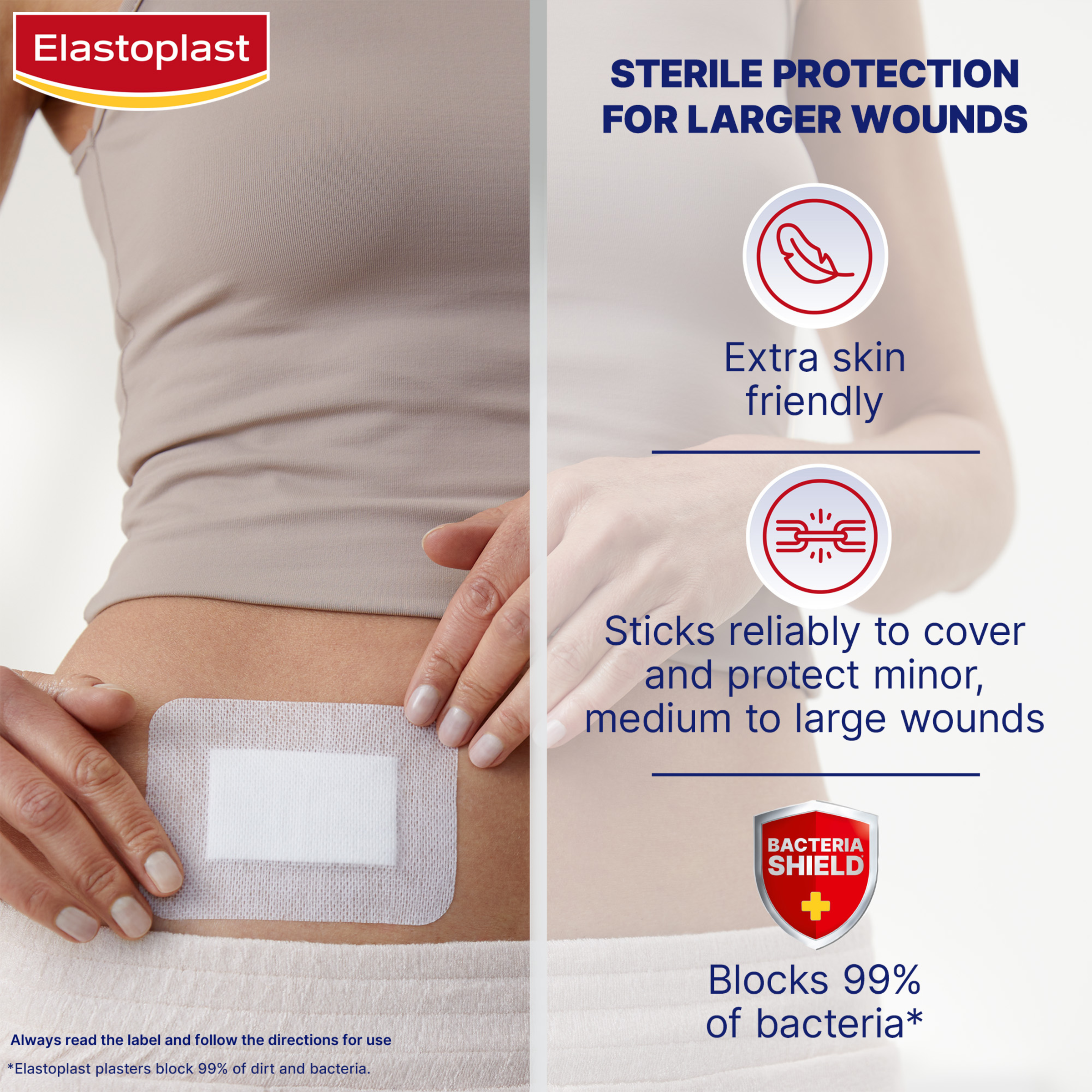 ELASTOPLAST SENSITIVE XXL DRESSING 8CM X 10CM 5 PACK - Image 4