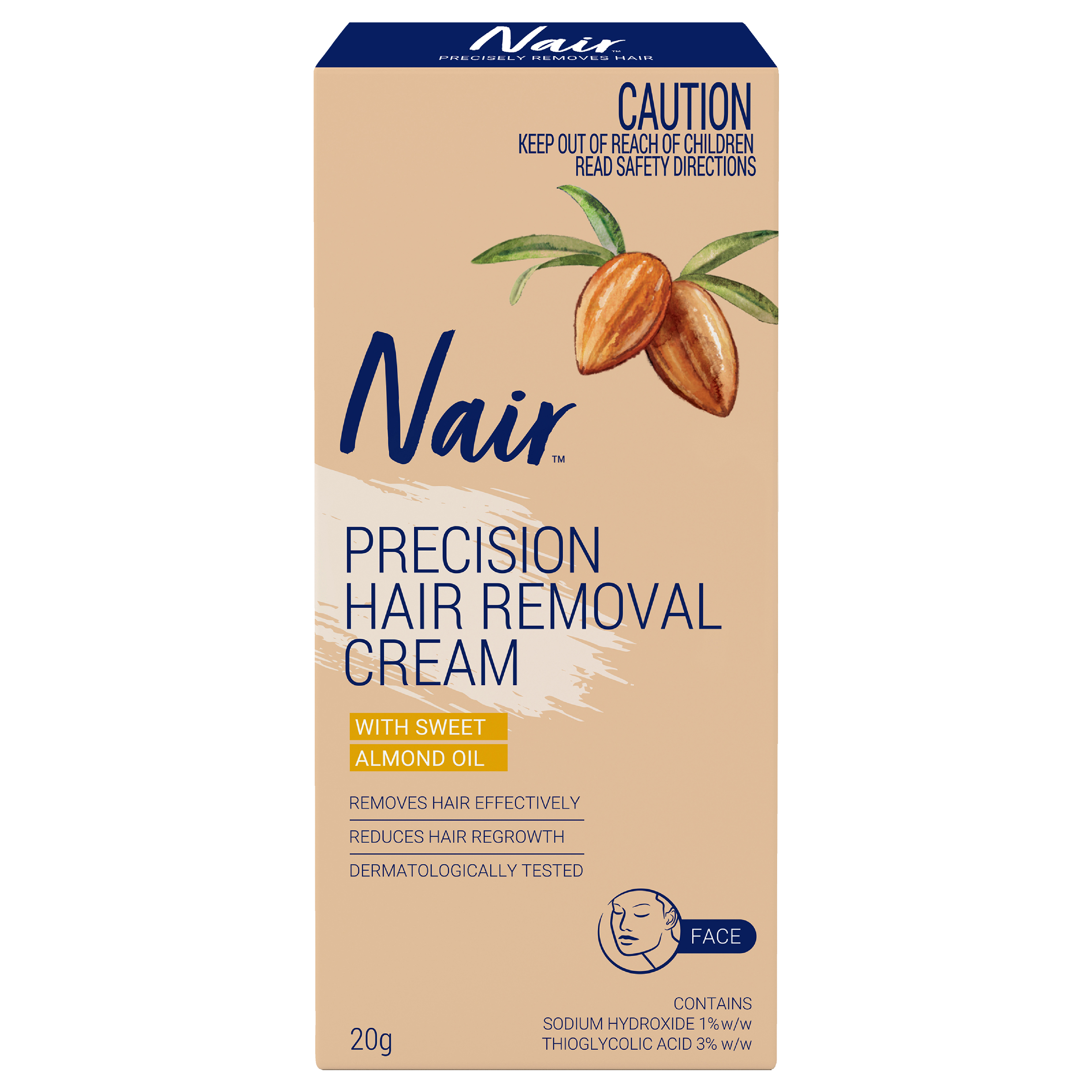 NAIR SENSITIVE PRECISION HAIR REMOVAL CREAM FACE 20G