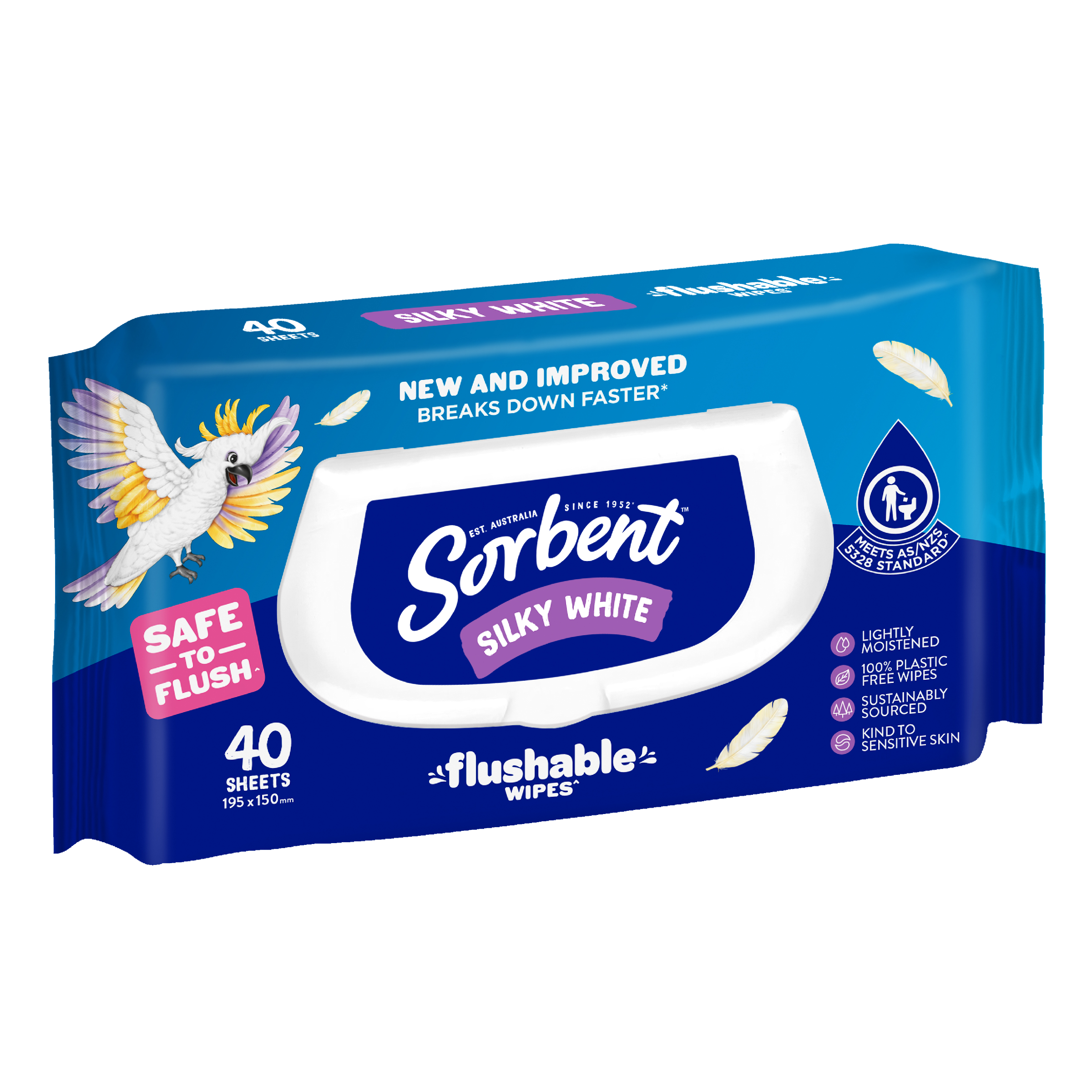 SORBENT WIPES SILKY WHITE 40 PACK