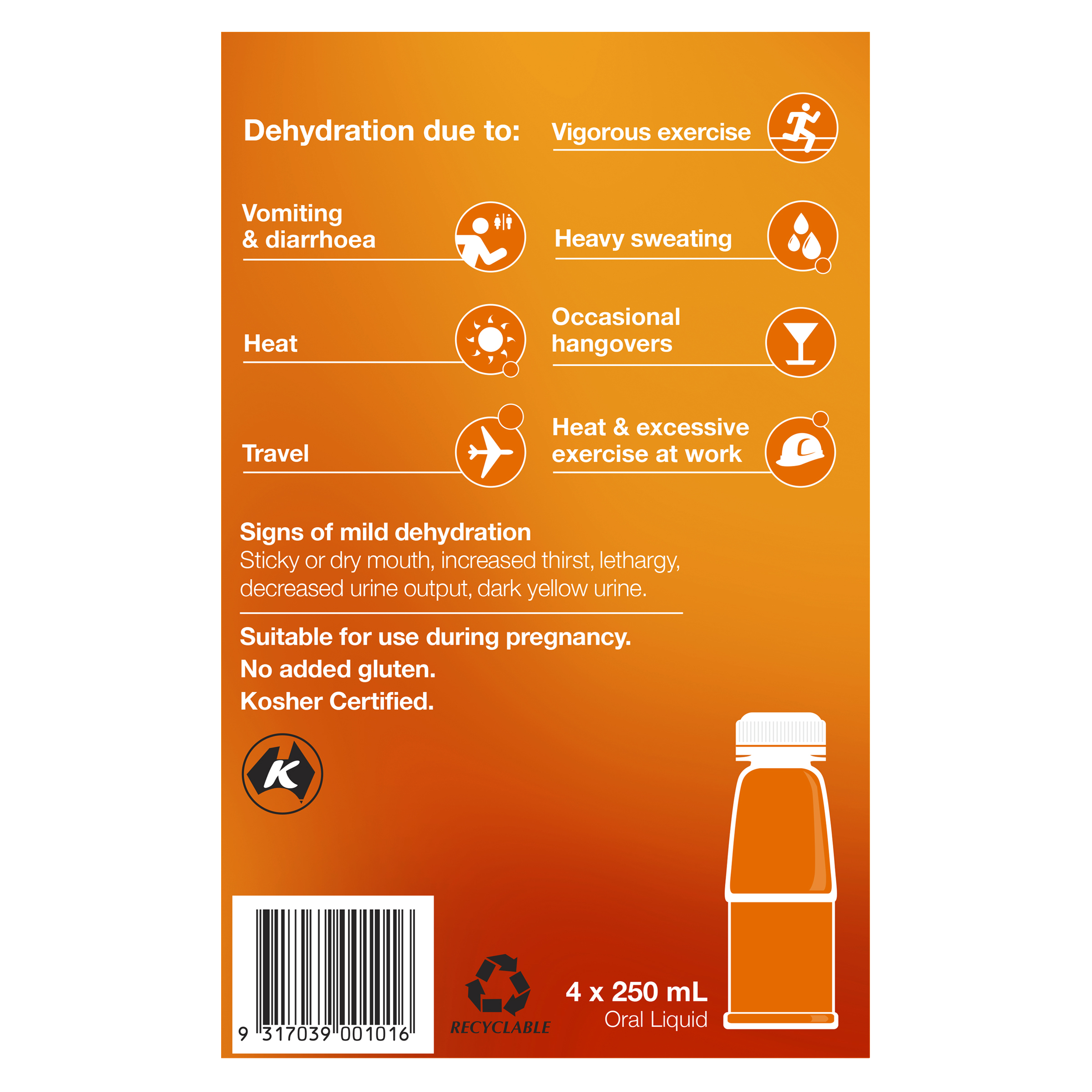 HYDRALYTE LIQUID ORANGE READY TO DRINK 250ML 4 PACK - Image 6