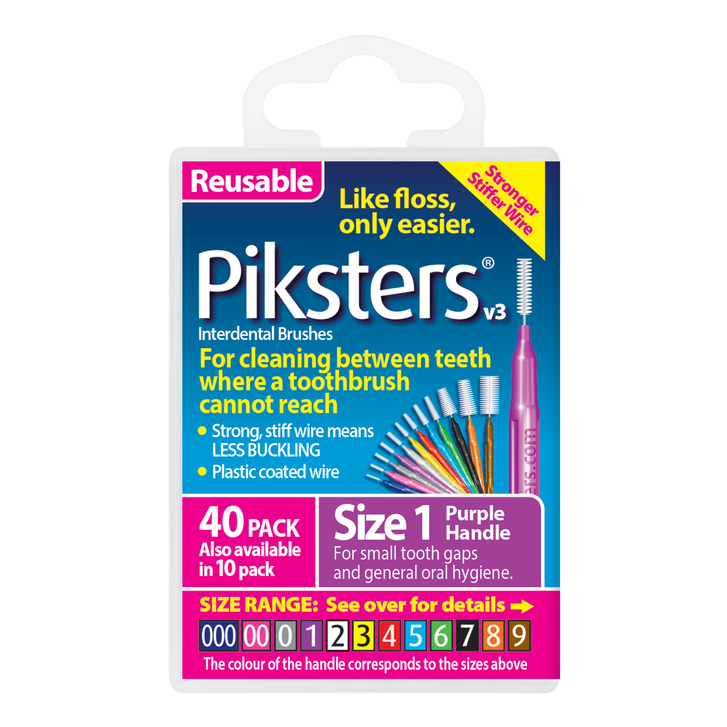 PIKSTERS INTERDENTAL BRUSH SIZE 1 PURPLE 40 PACK - Image 2