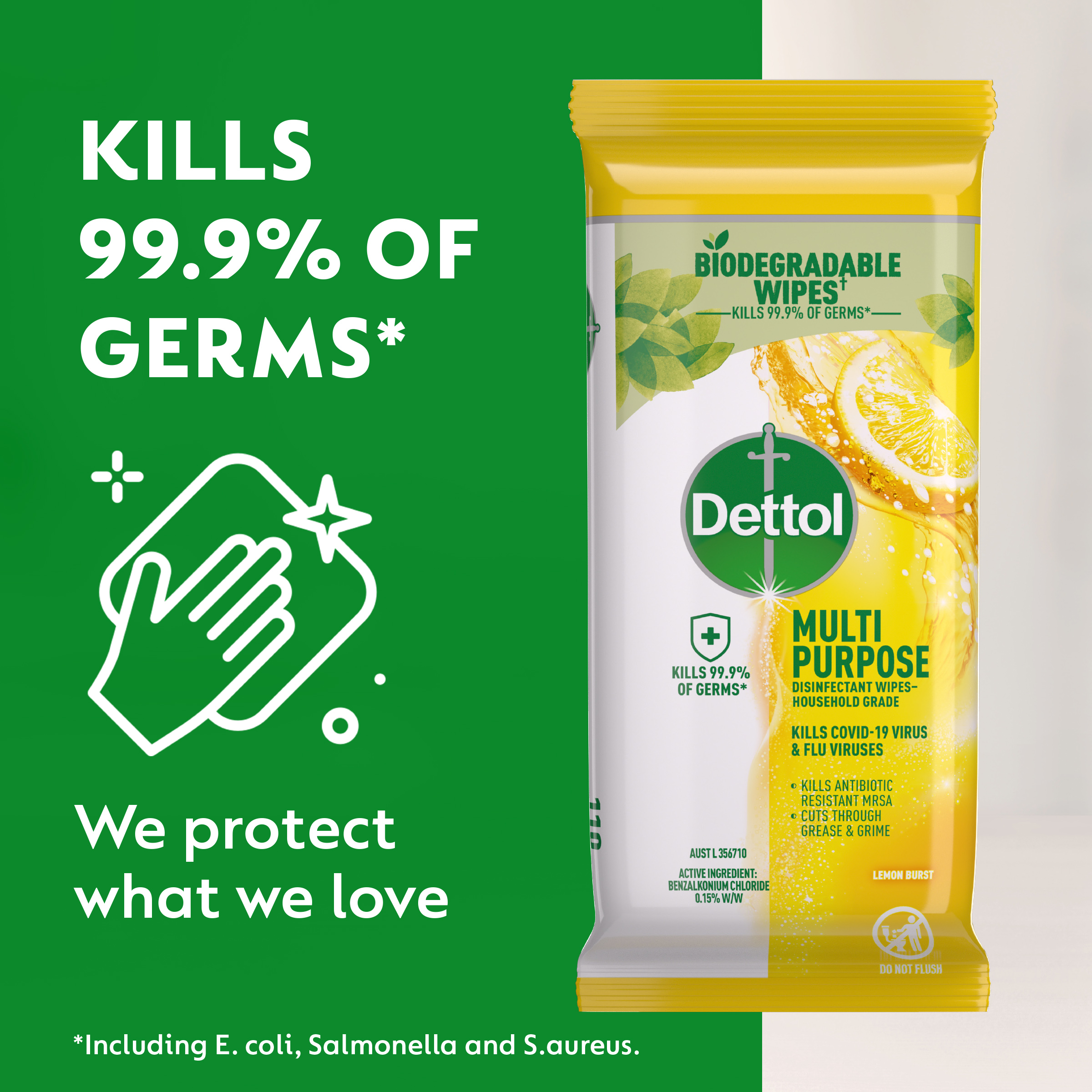 DETTOL MULTI PURPOSE CLEANING WIPES LEMON LIME 110 PACK - Image 4