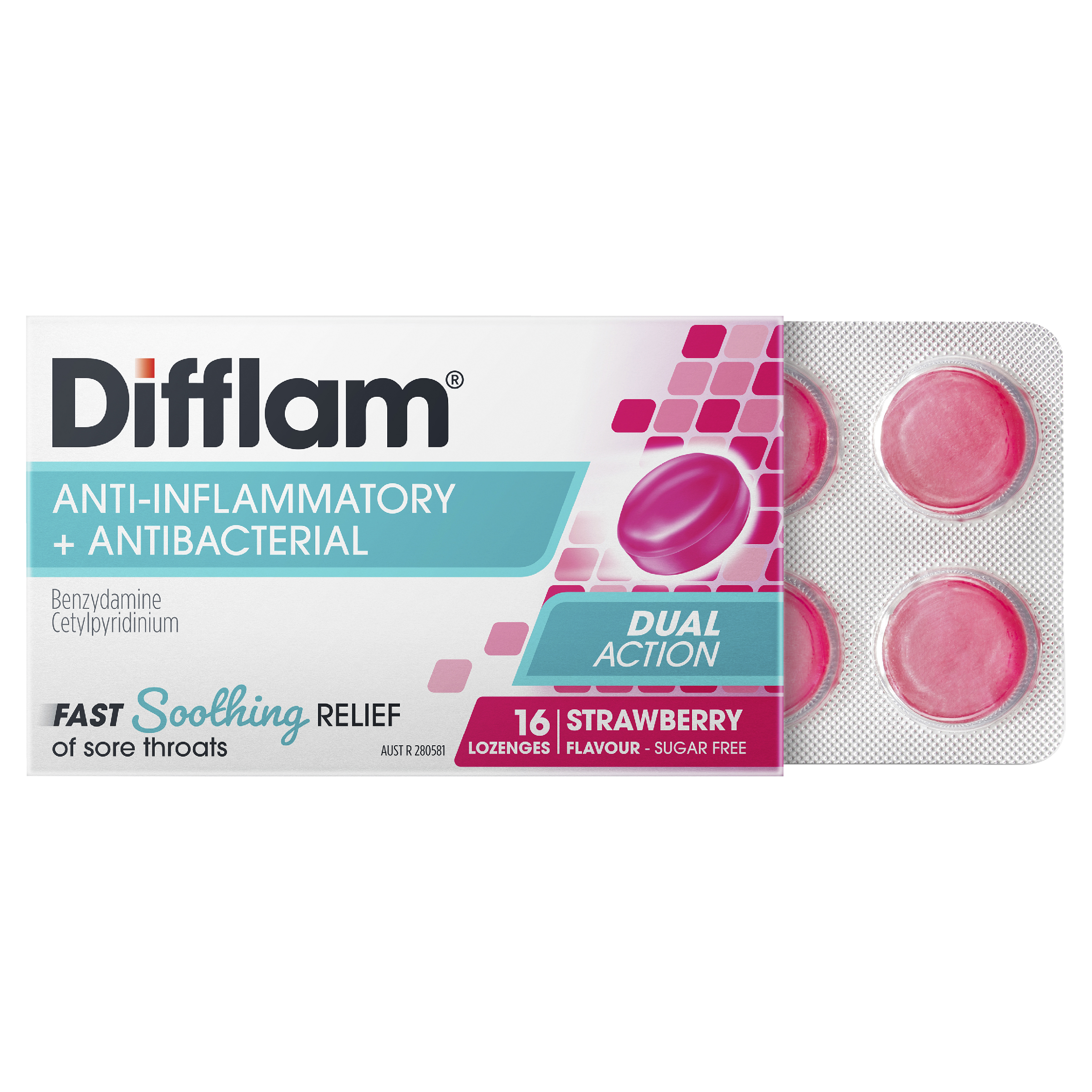 DIFFLAM STRAWBERRY SUGAR FREE 16 LOZENGES - Image 7