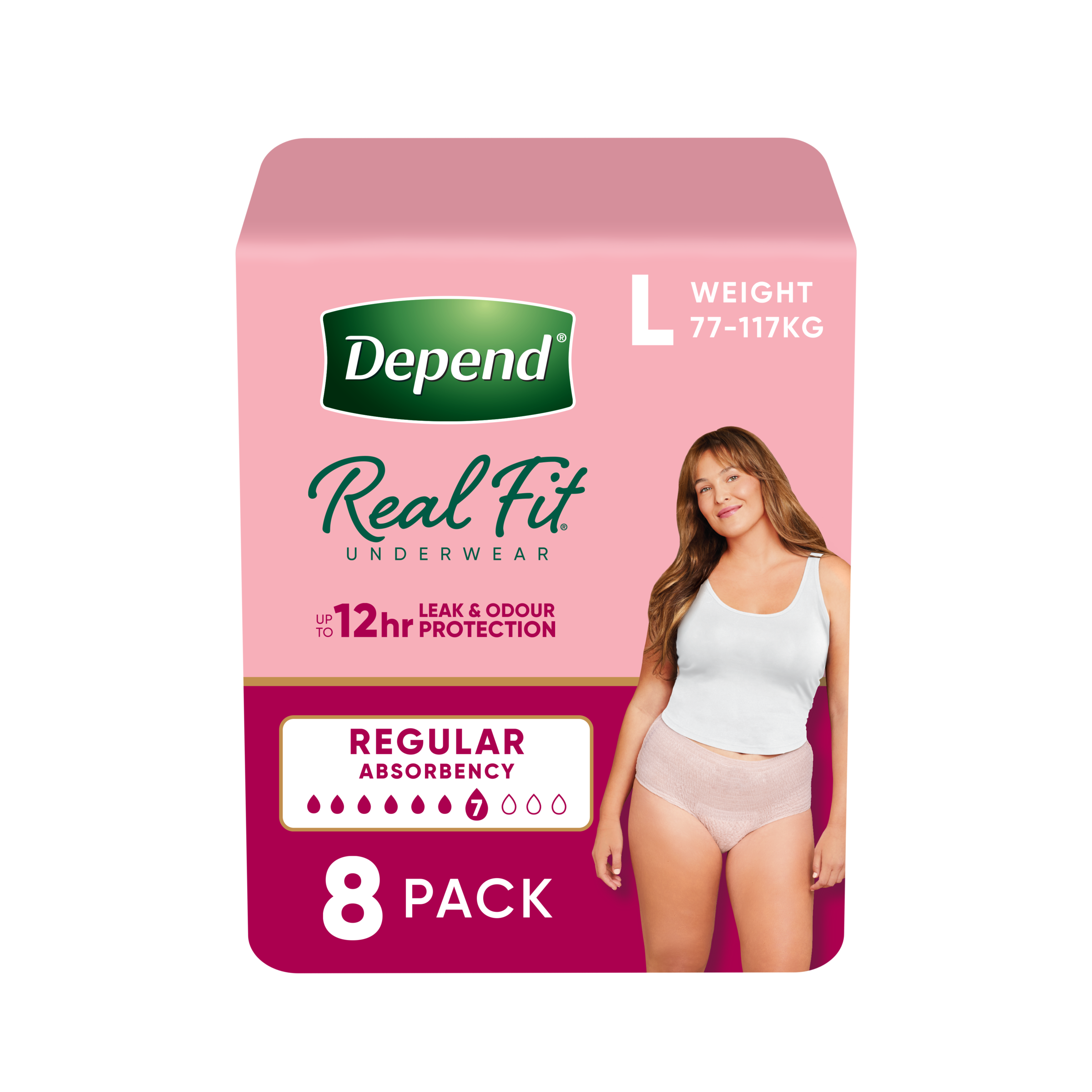 DEPEND WOMEN REAL FIT UNDERWEAR REGULAR 7D LARGE 8 PACK - Image 10