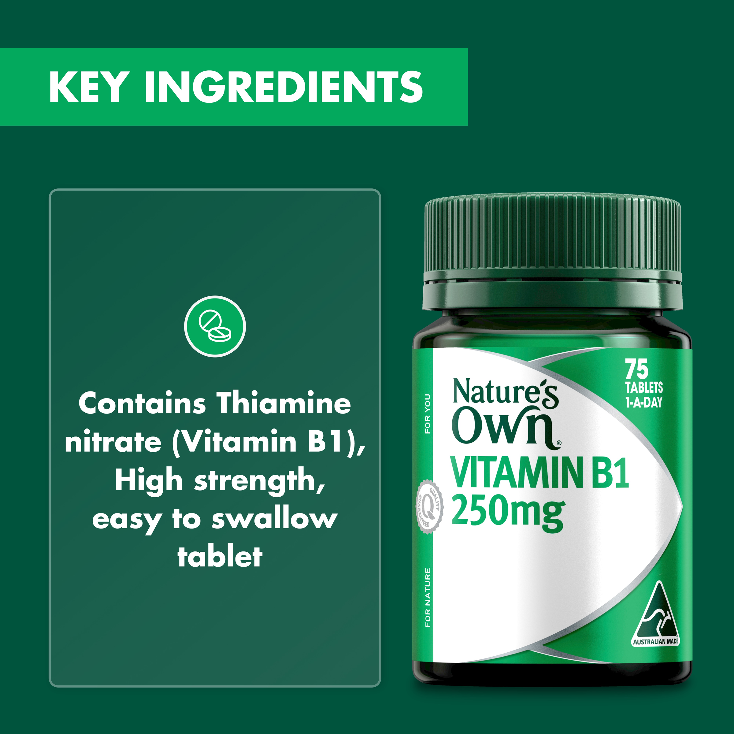 NATURES OWN VITAMIN B1 250MG 75 TABLETS - Image 5