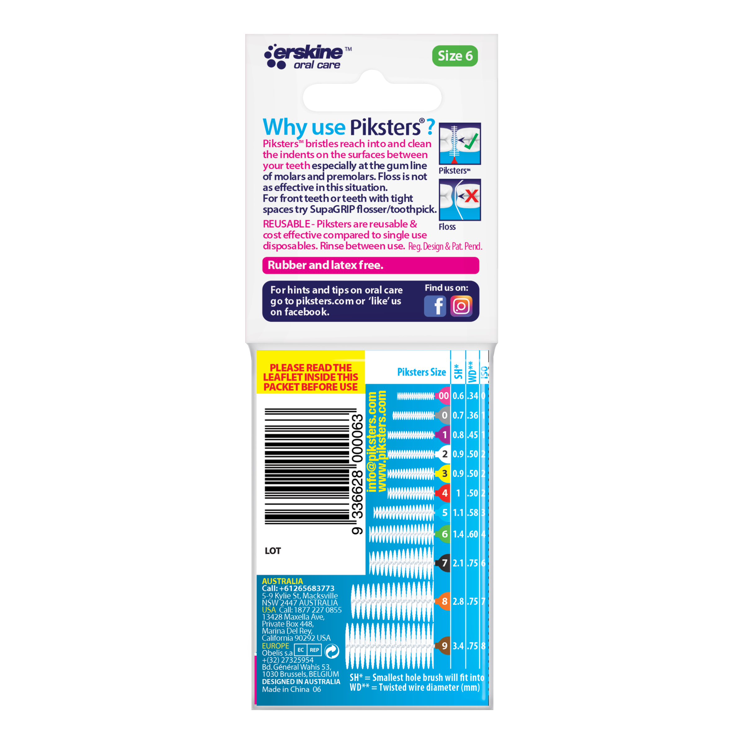 PIKSTERS INTERDENTAL BRUSH SIZE 6 GREEN 10 PACK - Image 2