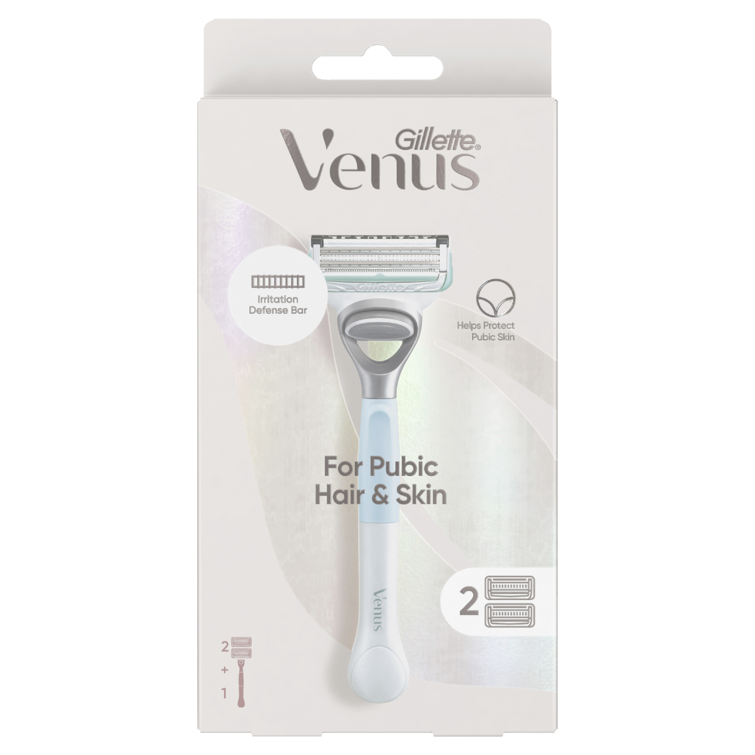 GILLETTE VENUS FOR PUBIC HAIR & SKIN RAZOR + 2 BLADES