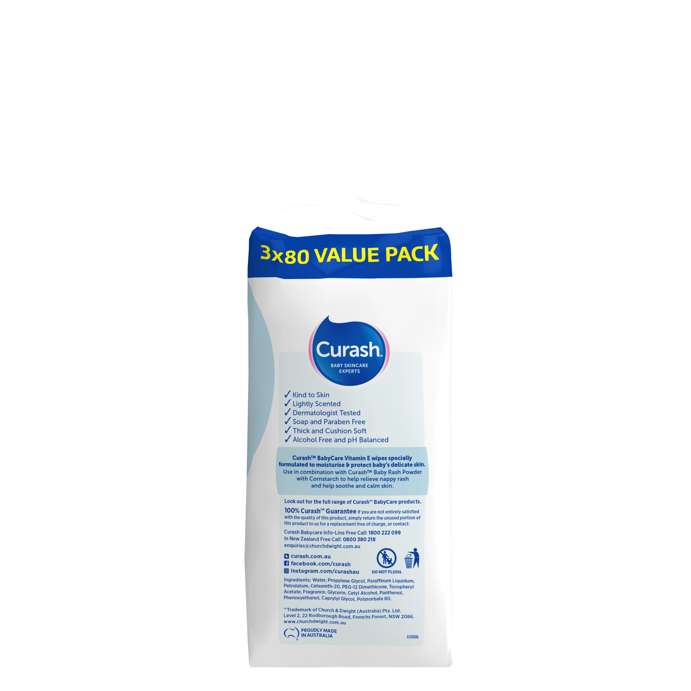 CURASH BABYCARE WIPES VITAMIN E 240 PACK - Image 3