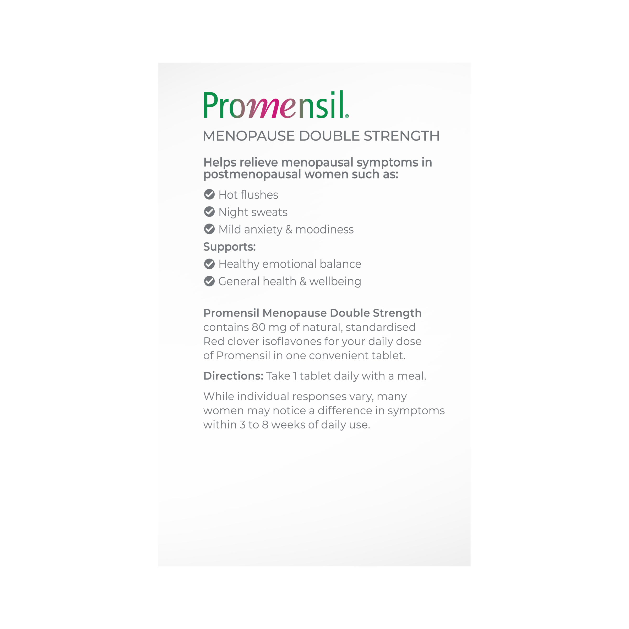 PROMENSIL MENOPAUSE DOUBLE STRENGTH TABLETS 30 - Image 2
