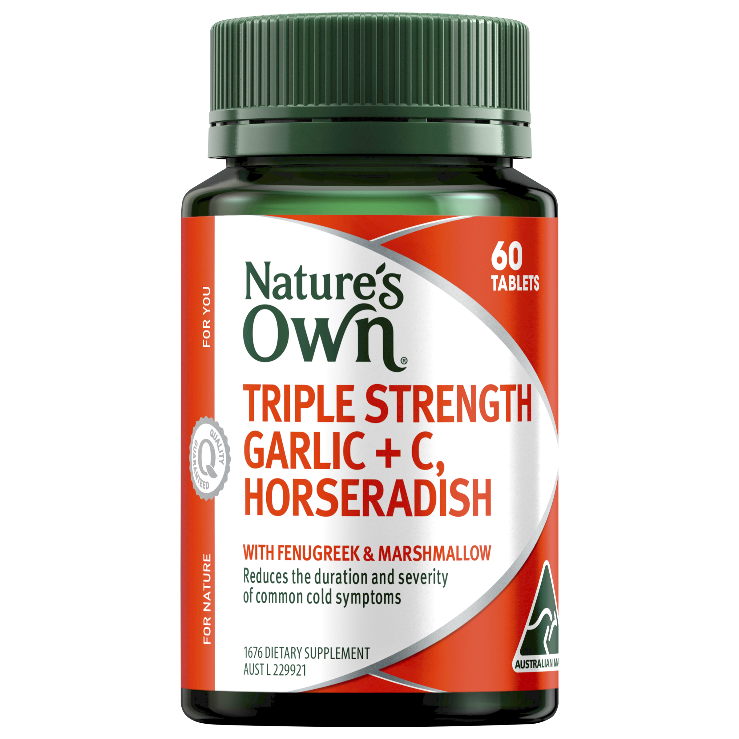 NATURES OWN TRIPLE STRENGTH GARLIC + C HORSERADISH 60 TABLETS