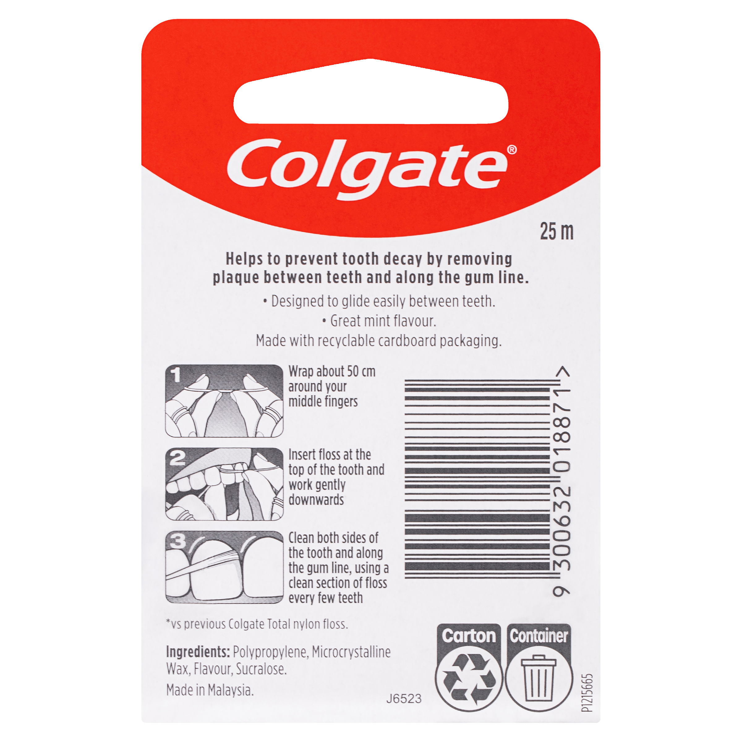 COLGATE DENTAL FLOSS TOTAL MINT WAXED 25M - Image 4