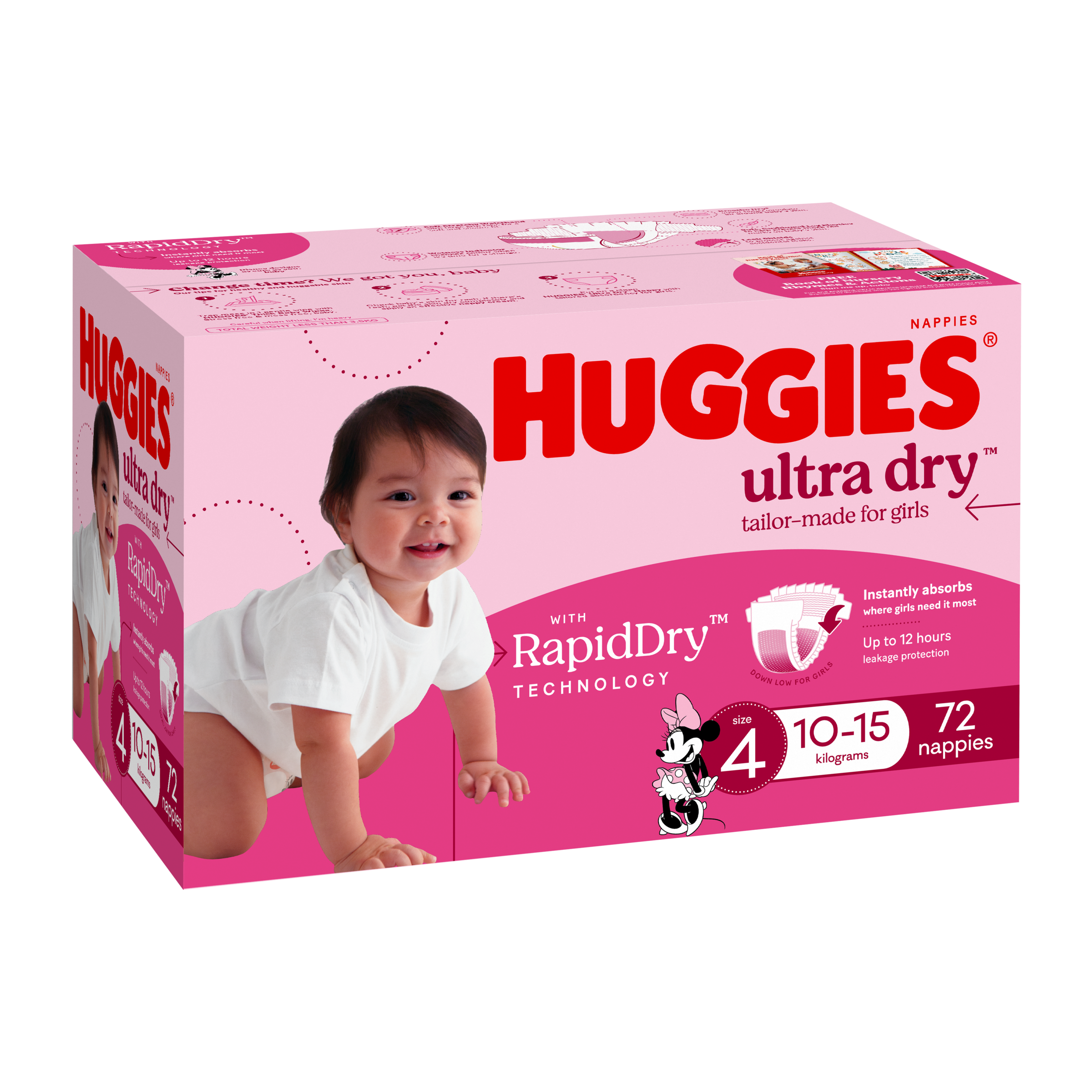 HUGGIES JUMBO ULTRADRY NAPPIES TODDLER GIRL 72 PACK - Image 8