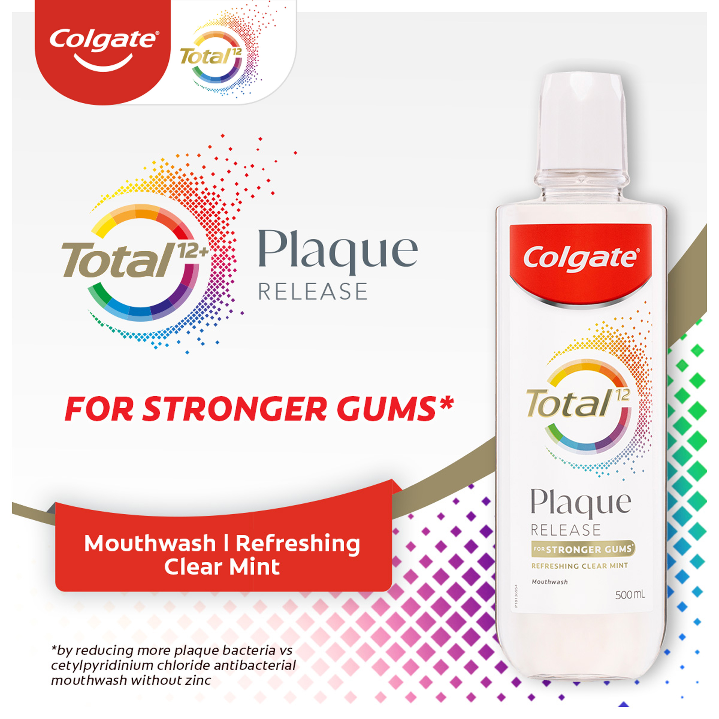COLGATE MOUTHWASH TOTAL PLAQUE CLEAR MINT 500ML - Image 4