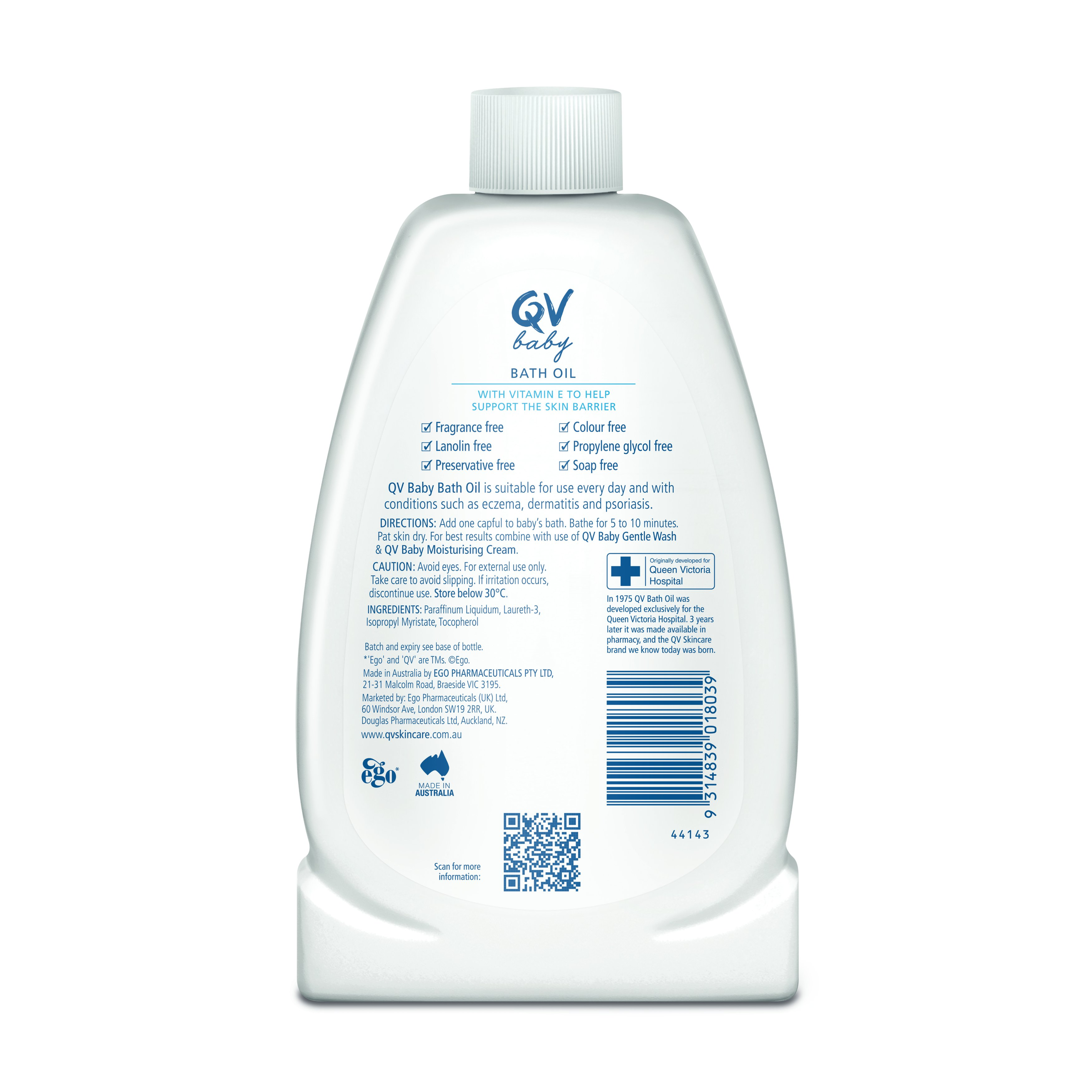 EGO QV BABY BATH OIL WITH VITAMIN E 500ML - Image 2