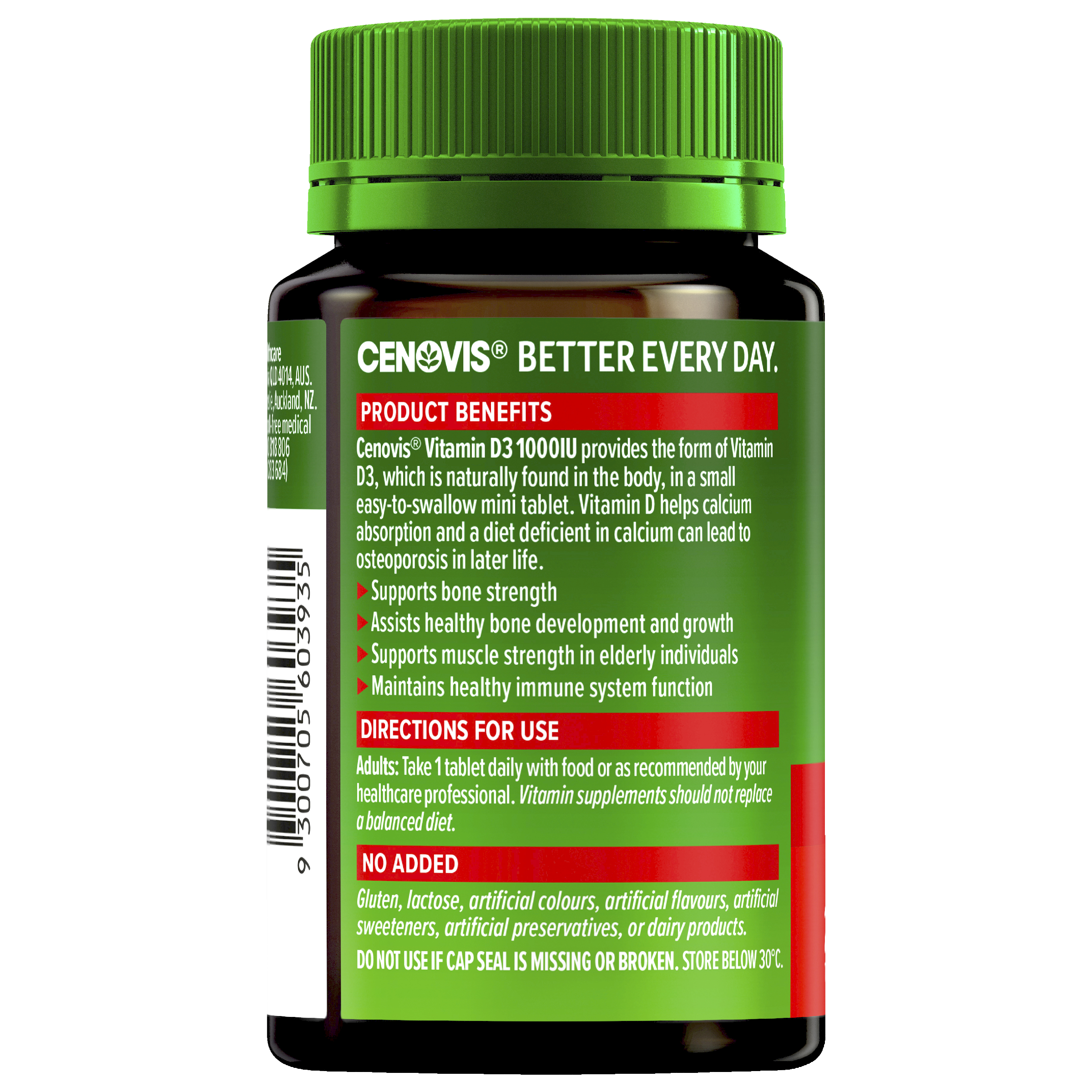 CENOVIS VITAMIN D3 1000IU 200 TABLETS - Image 2