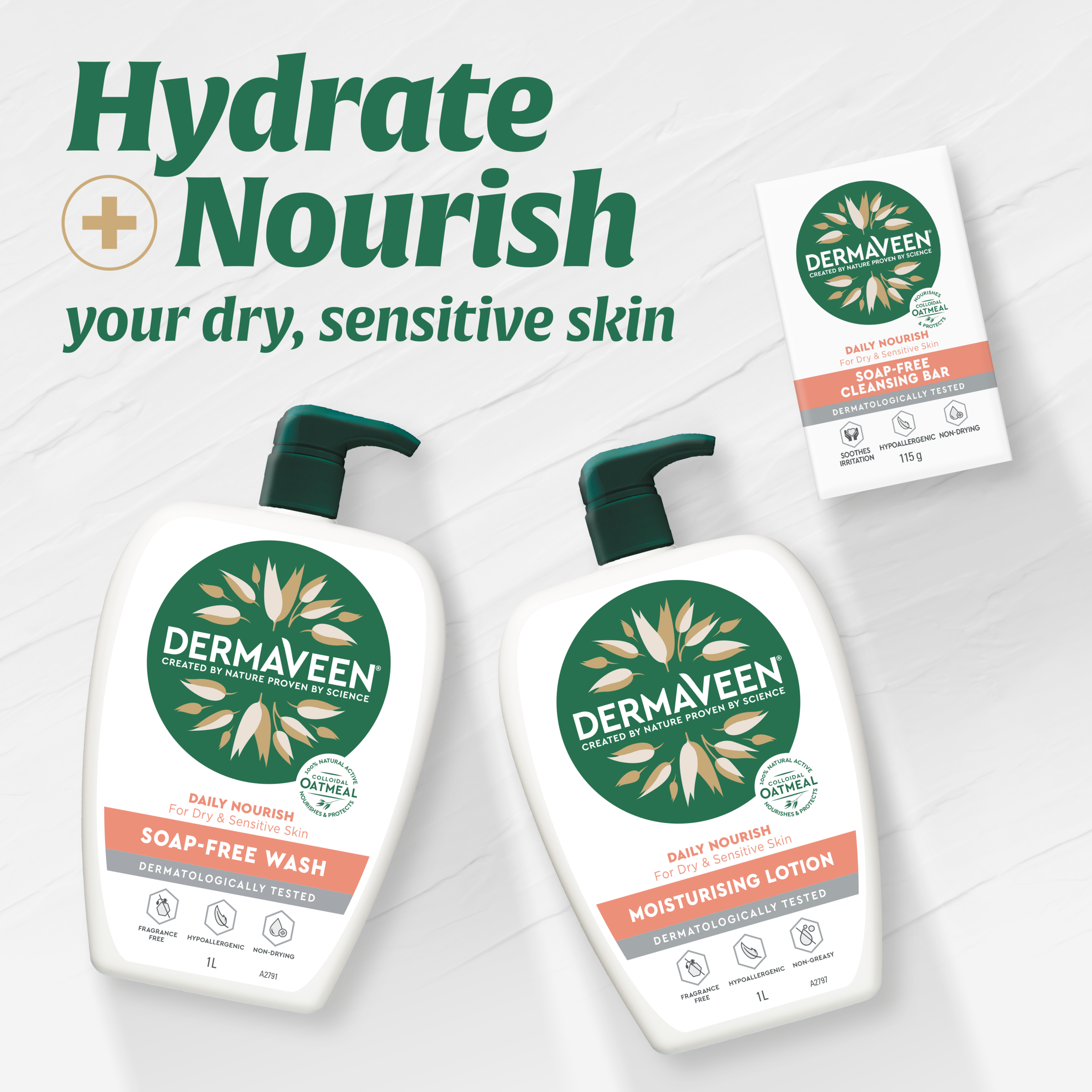 DERMAVEEN DAILY NOURISH MOISTURISING LOTION 1 LITRE - Image 3