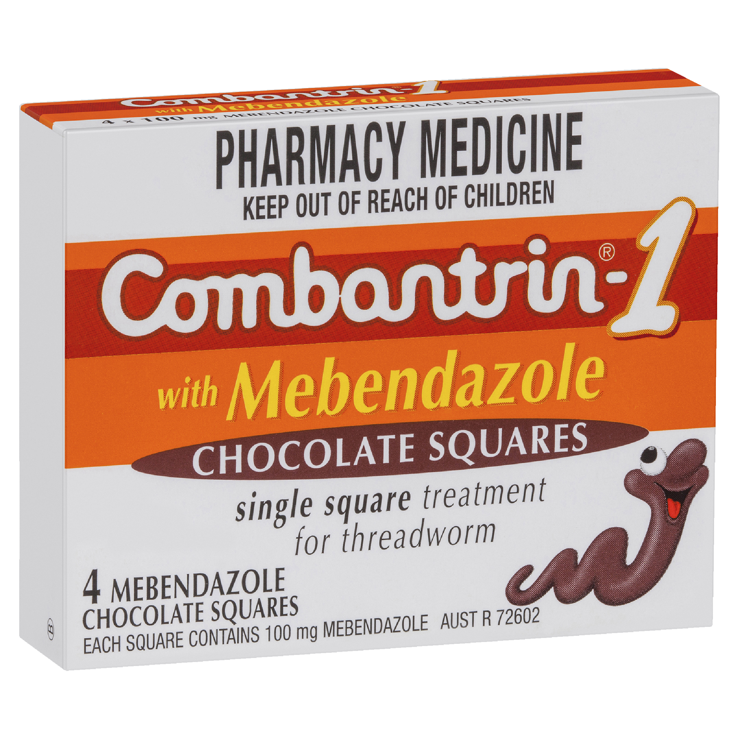 COMBANTRIN WORM TREATMENT CHOCOLATE SQUARES 4 PACK