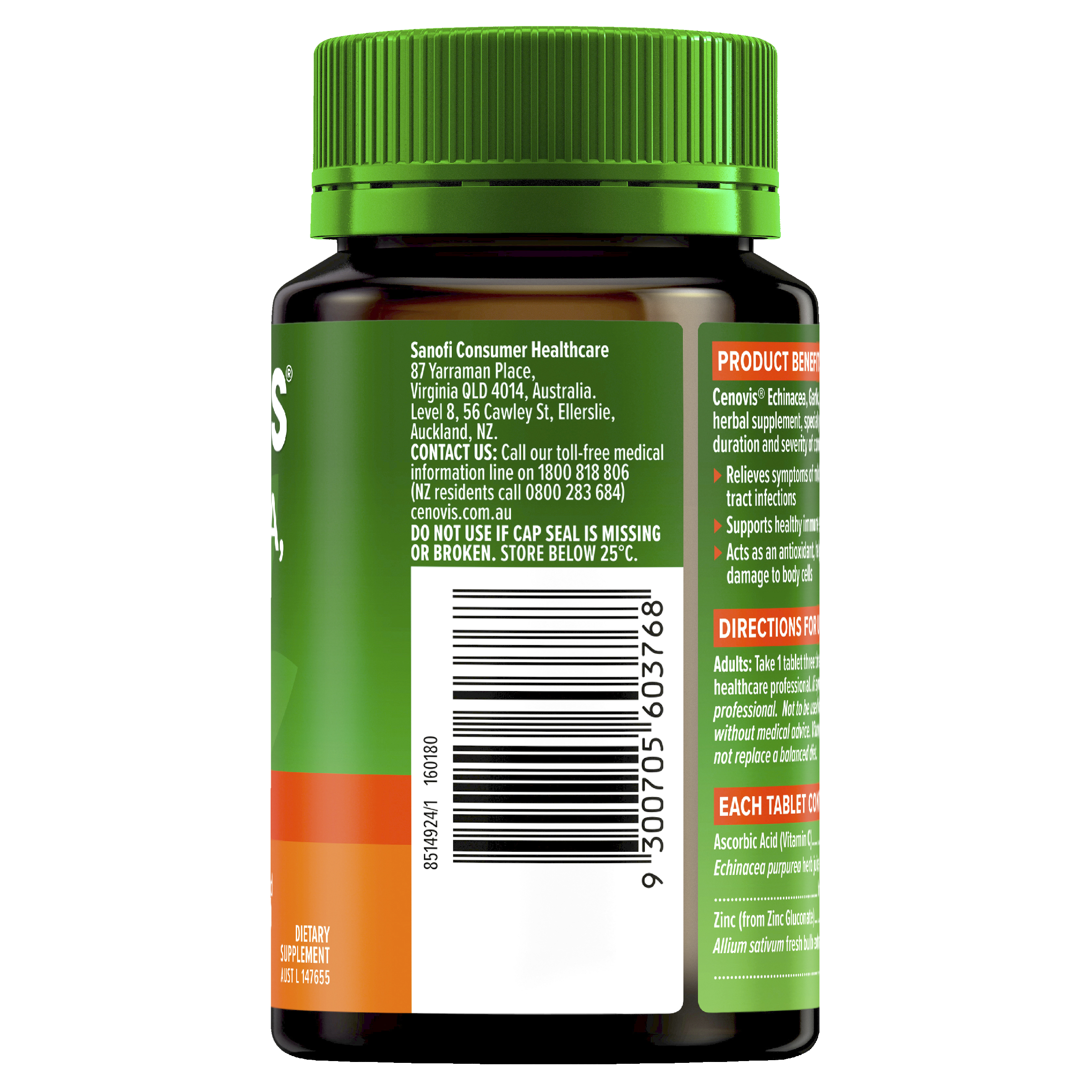 CENOVIS ECHINACEA GARLIC ZINC + C 125 TABLETS - Image 10