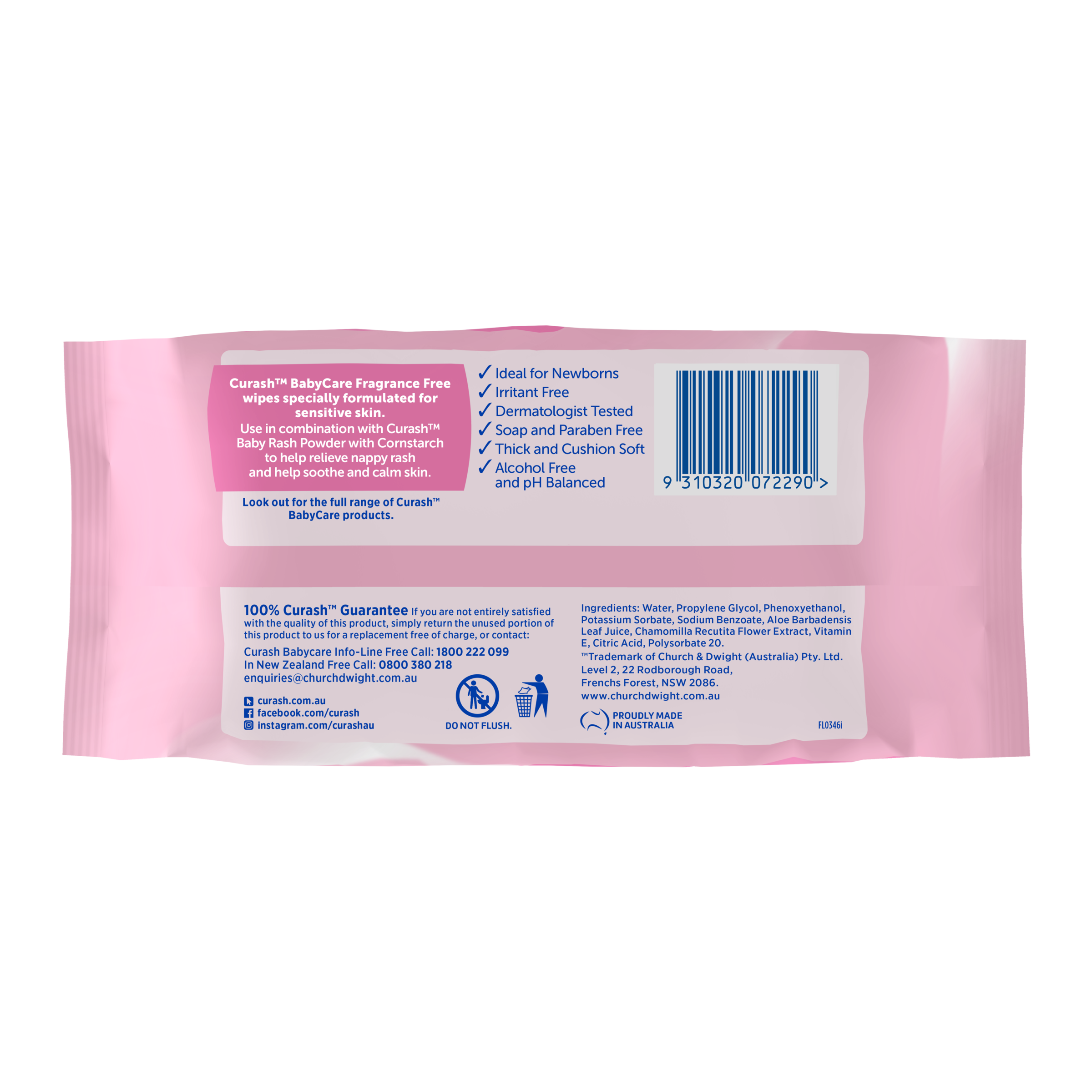 CURASH BABYCARE WIPES FRAGRANCE FREE 80 PACK - Image 2