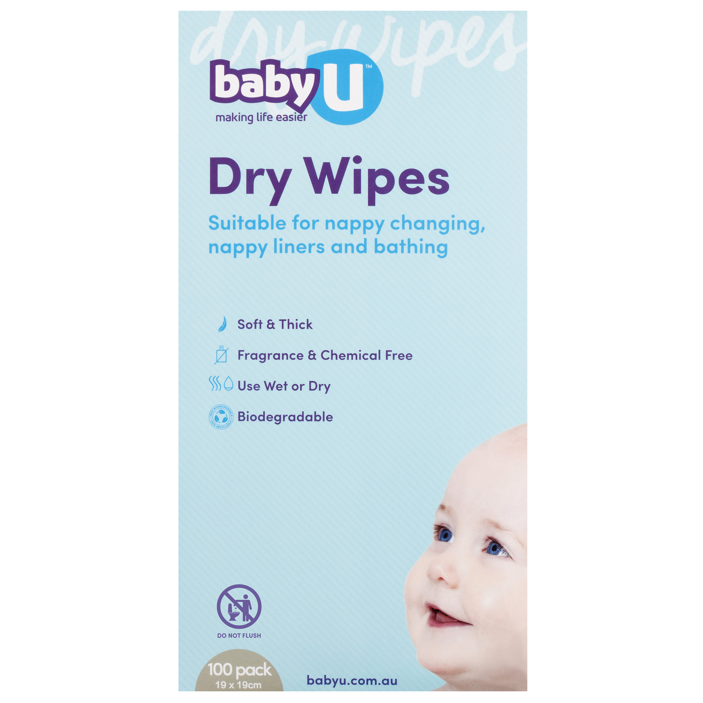 BABY U DRY WIPES 100 PACK - Image 2