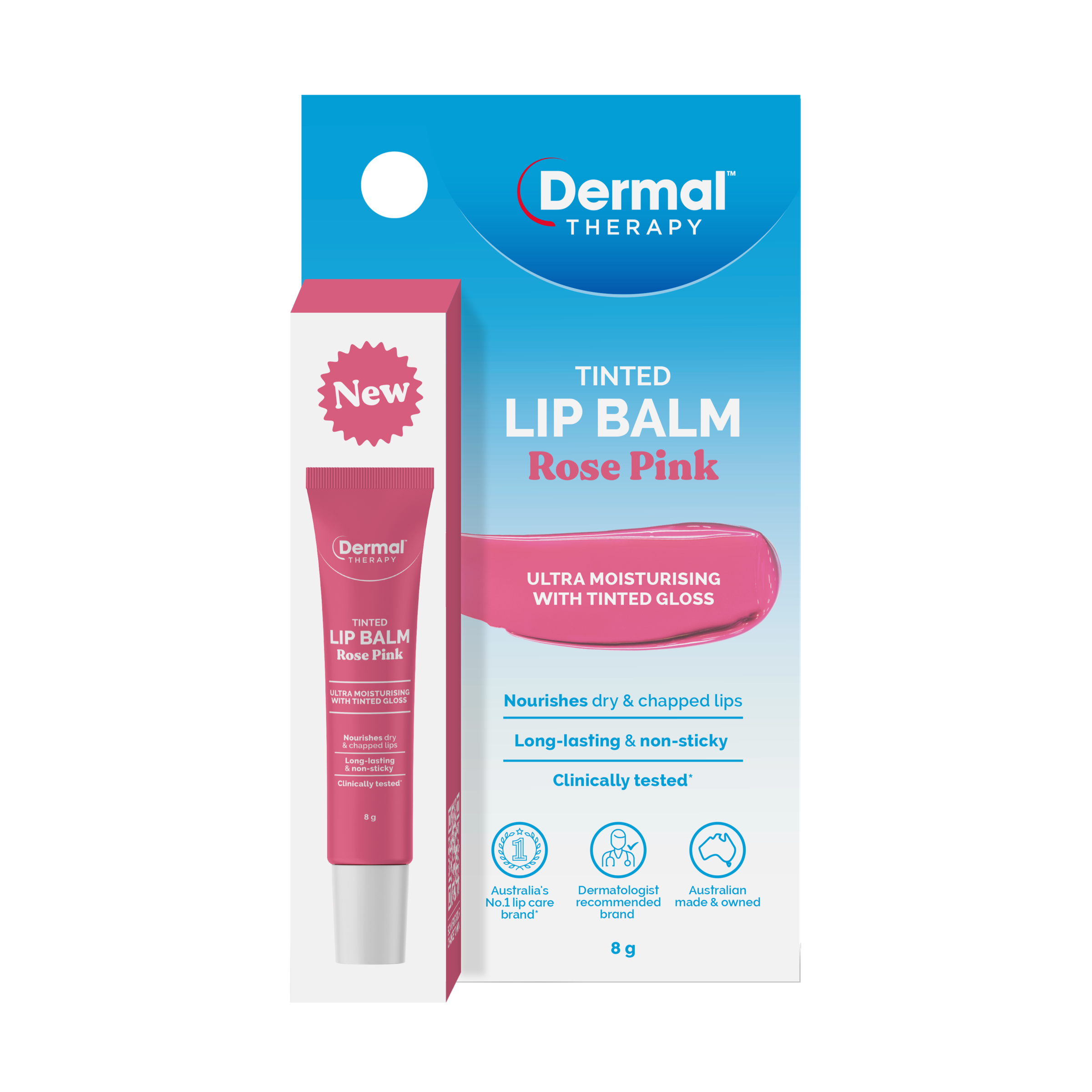 DERMAL THERAPY TINTED LIP BALM ROSE PINK 8G