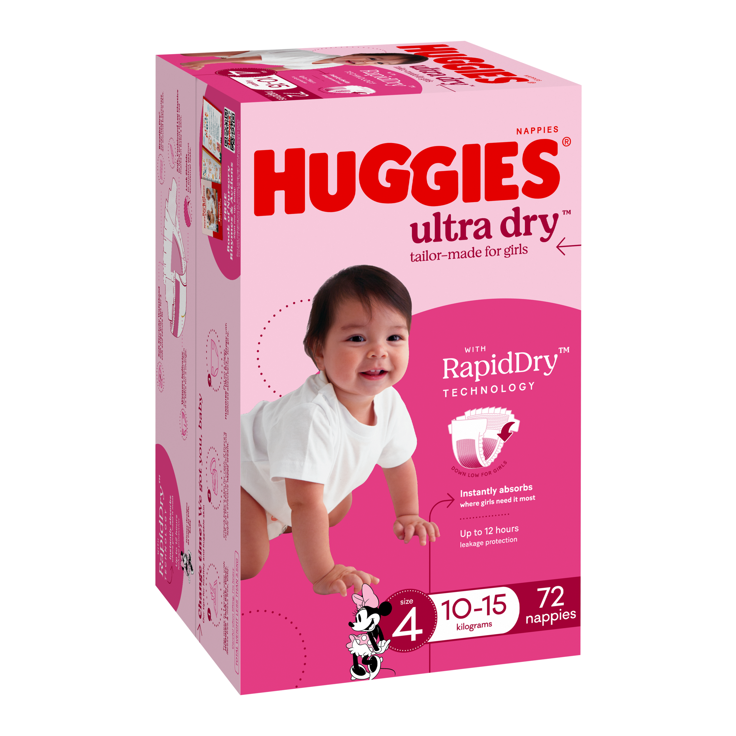 HUGGIES JUMBO ULTRADRY NAPPIES TODDLER GIRL 72 PACK