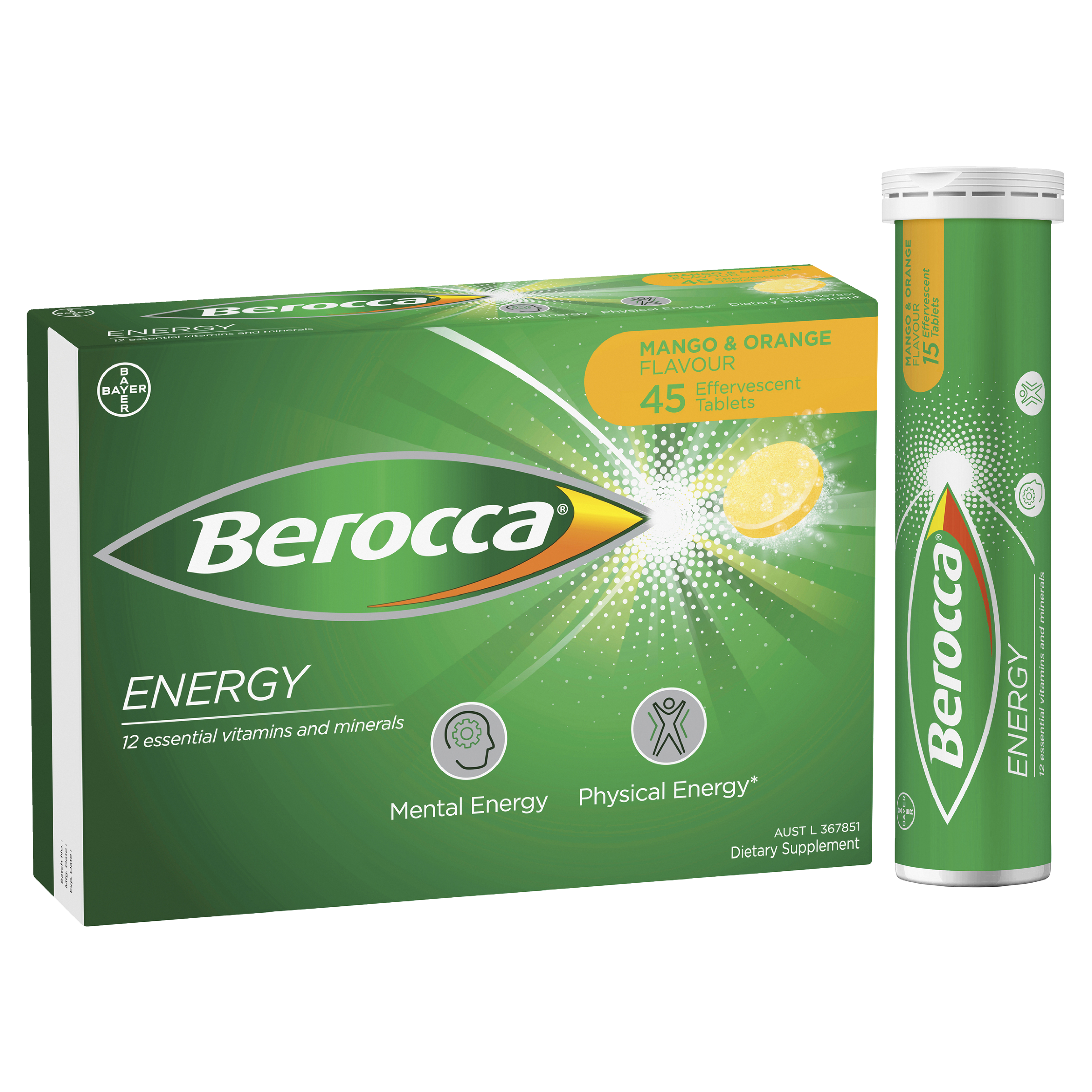 BEROCCA EFFERVESCENT MANGO AND ORANGE 45 PACK - Image 9