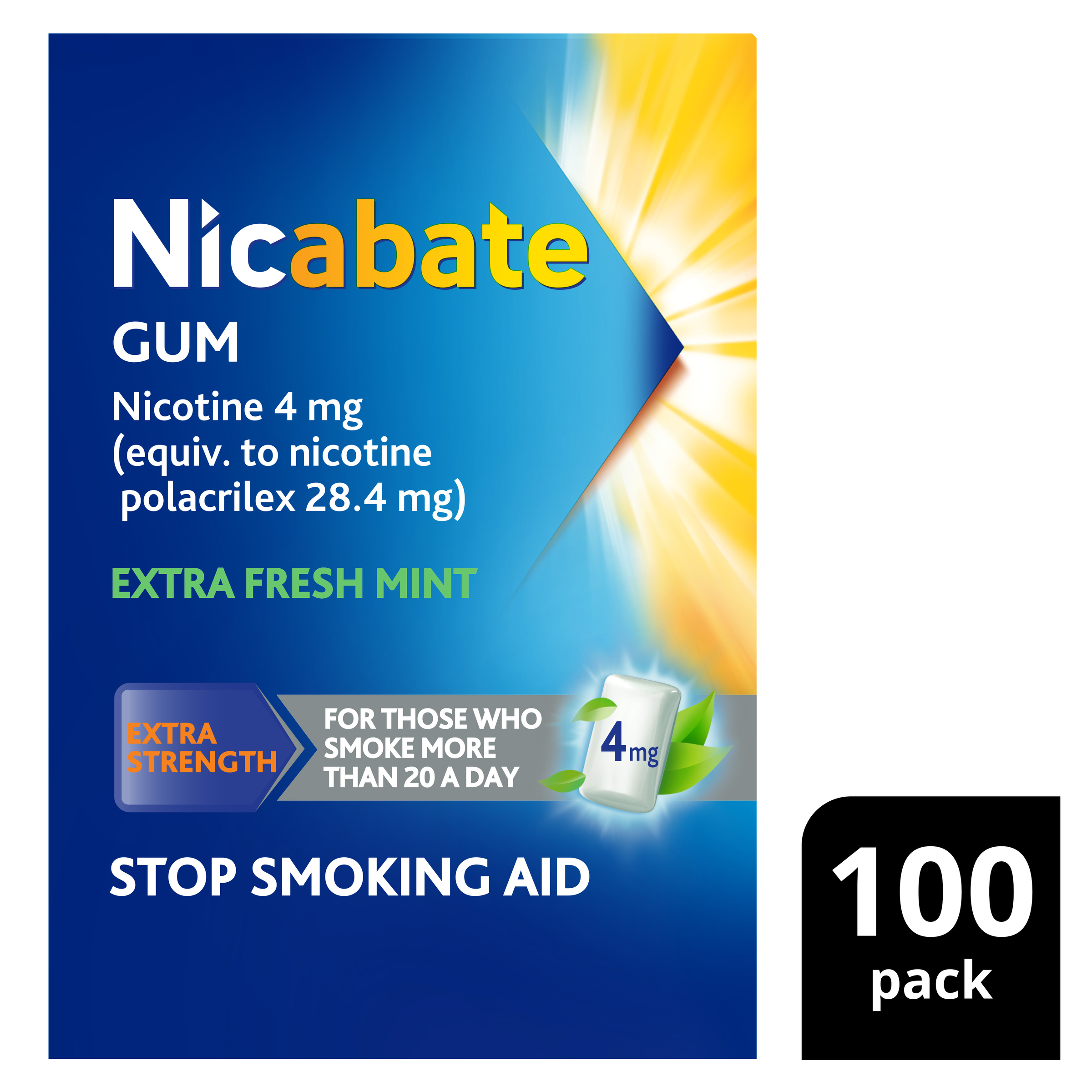NICABATE EXTRA FRESH 4MG GUM 100 PACK - Image 10