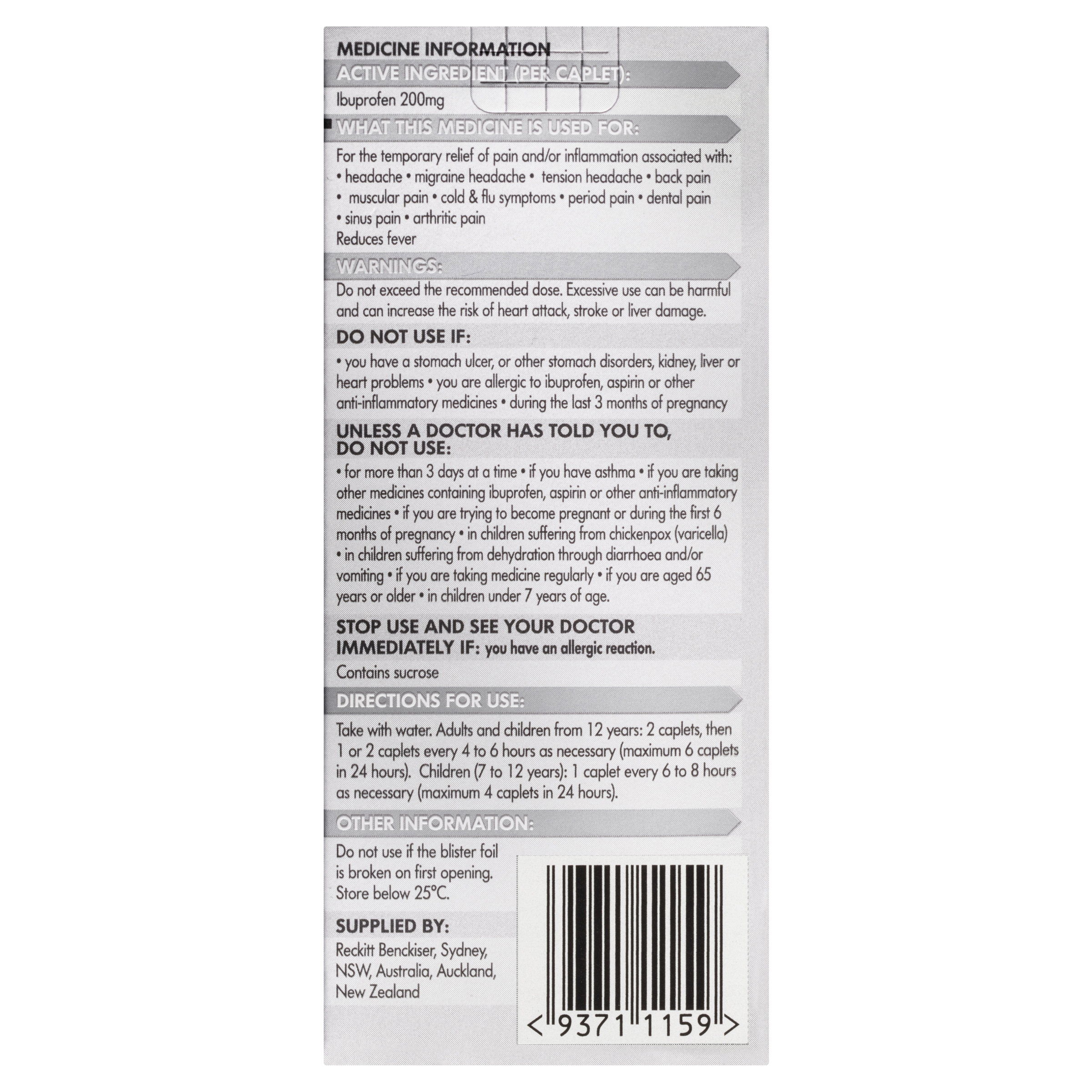 NUROFEN 200MG 24 CAPLETS - Image 4