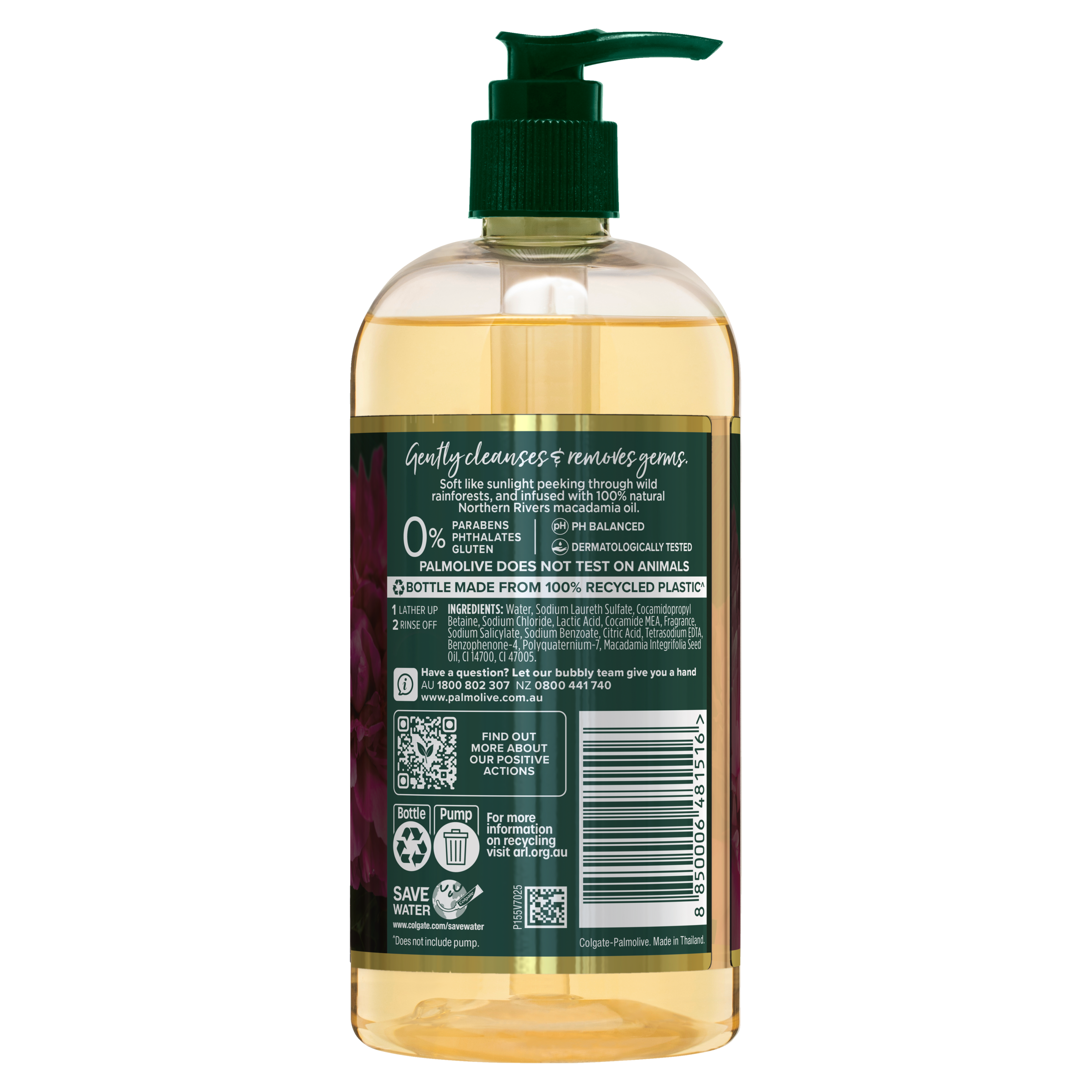 PALMOLIVE LUMINOUS OILS HAND WASH MACADAMIA OIL & PEONY 500ML - Image 2
