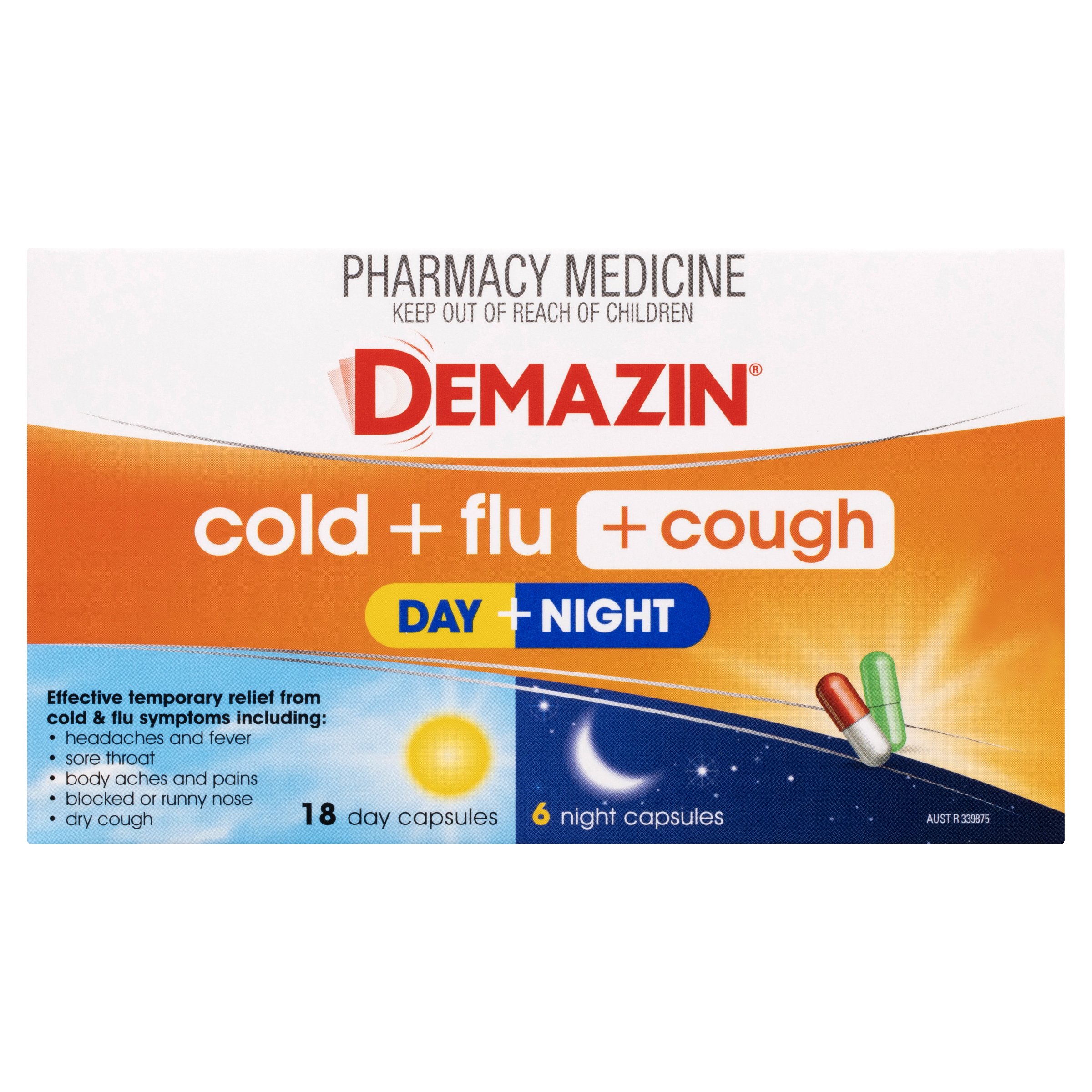 DEMAZIN DAY & NIGHT COLD & FLU + COUGH PE 24 CAPSULES - Image 2