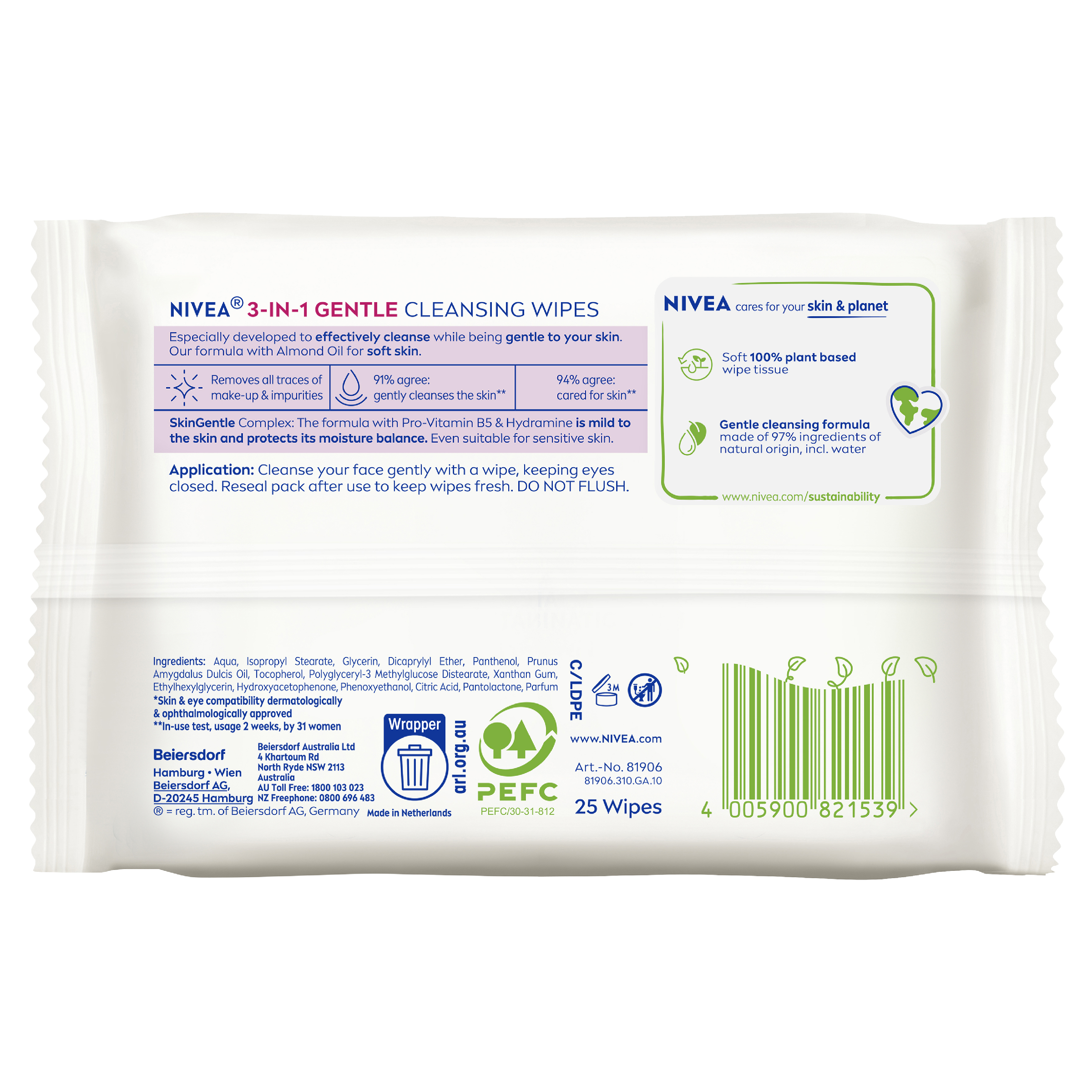 NIVEA DAILY ESSENTIALS GENTLE WIPES 25 PACK - Image 2