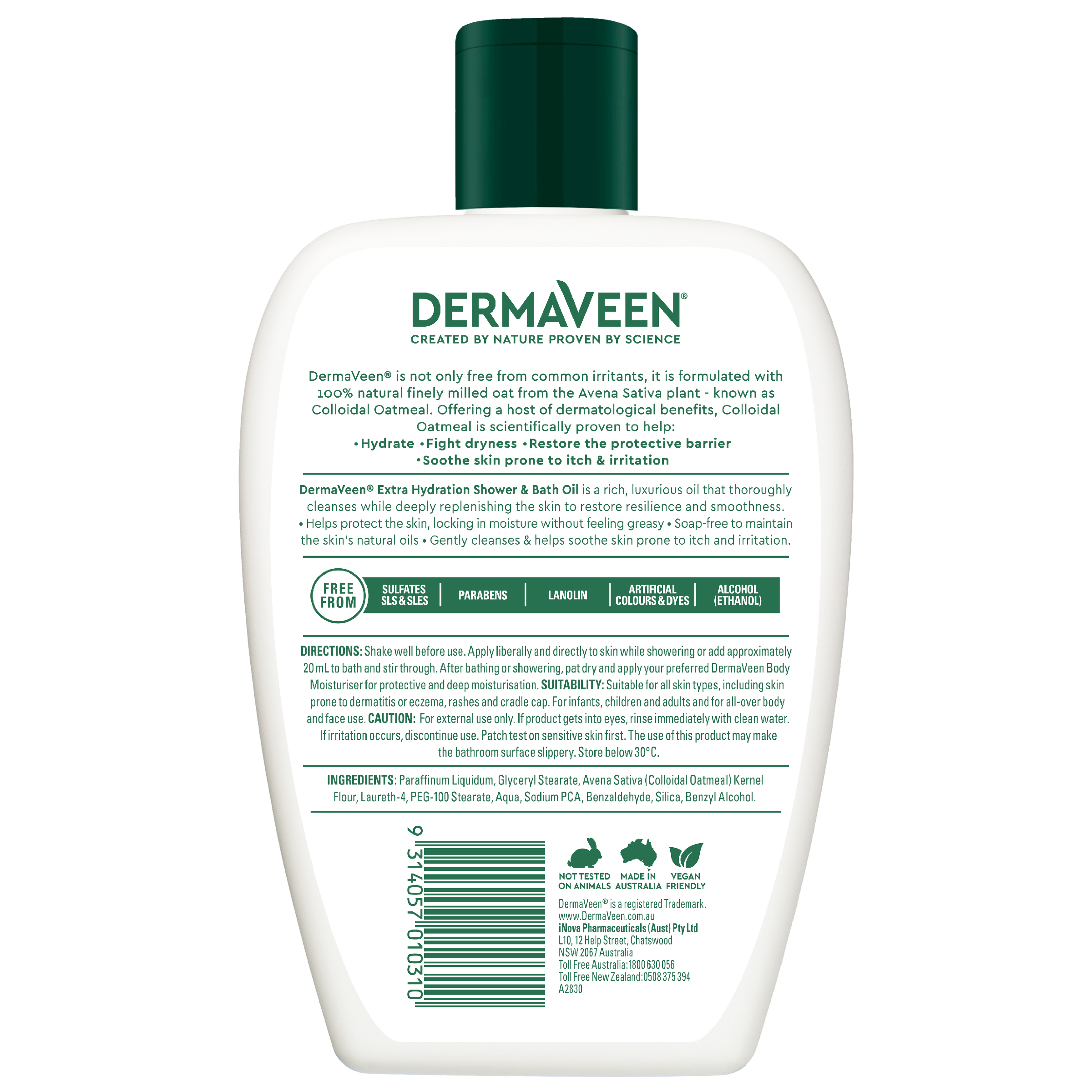 DERMAVEEN EXTRA GENTLE SHOWER & BATH OIL 1 LITRE - Image 2
