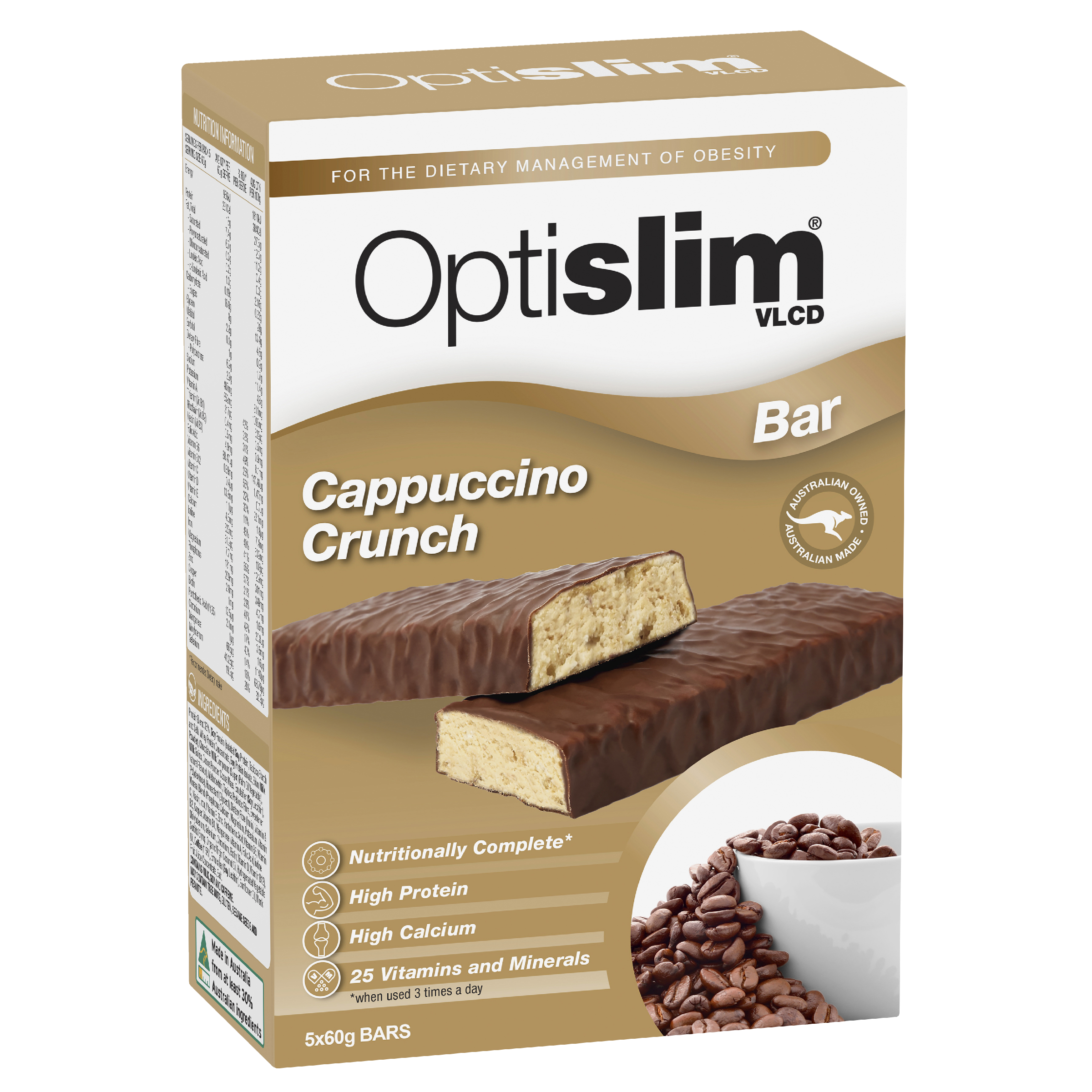 OPTISLIM VLCD BAR CAPPUCINO CRUNCH 60G 5 PACK