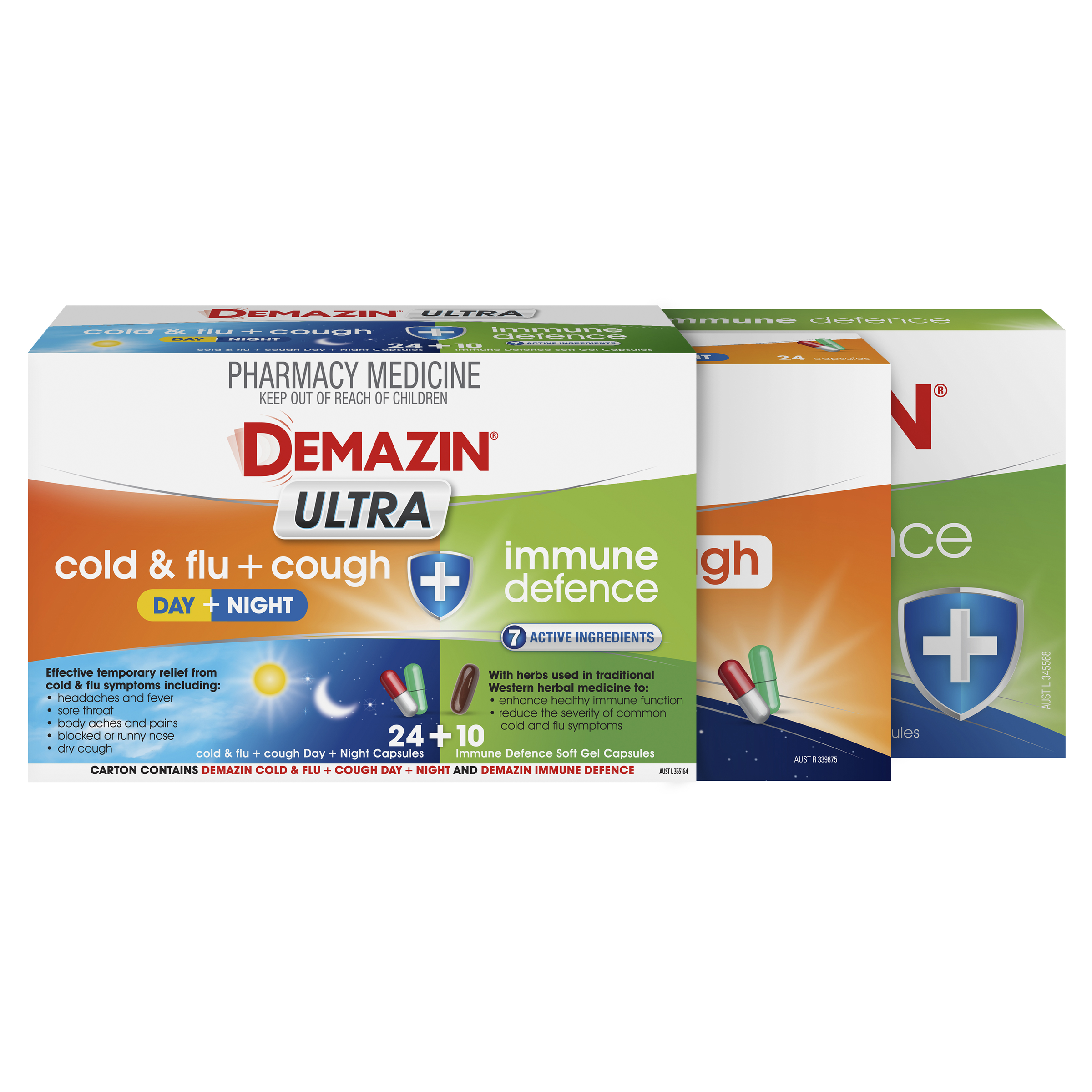 DEMAZIN ULTRA DAY & NIGHT COLD & FLU & IMMUNE PE 34 CAPSULES - Image 3