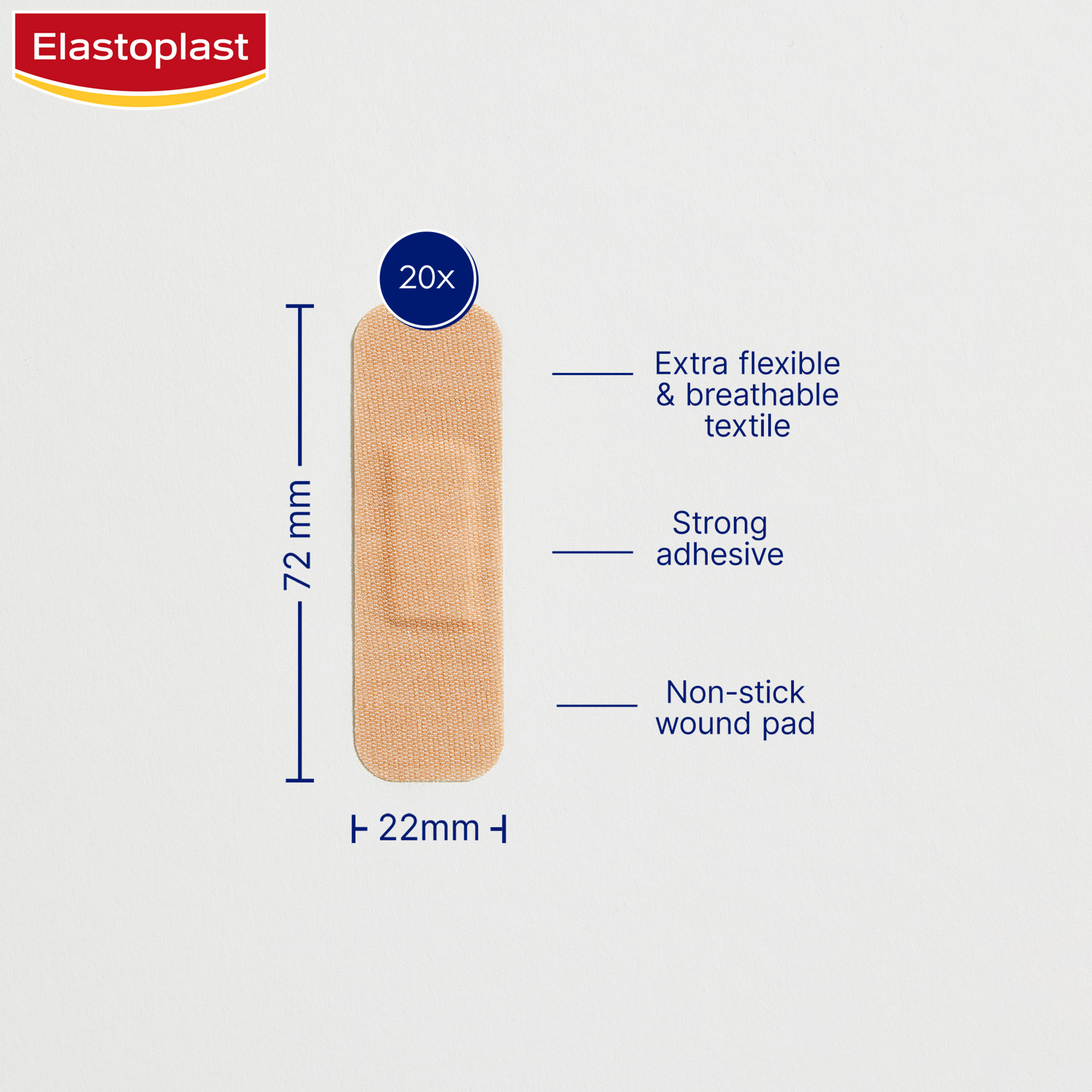 ELASTOPLAST FLEXIBLE FABRIC STRIPS 20 PACK - Image 3