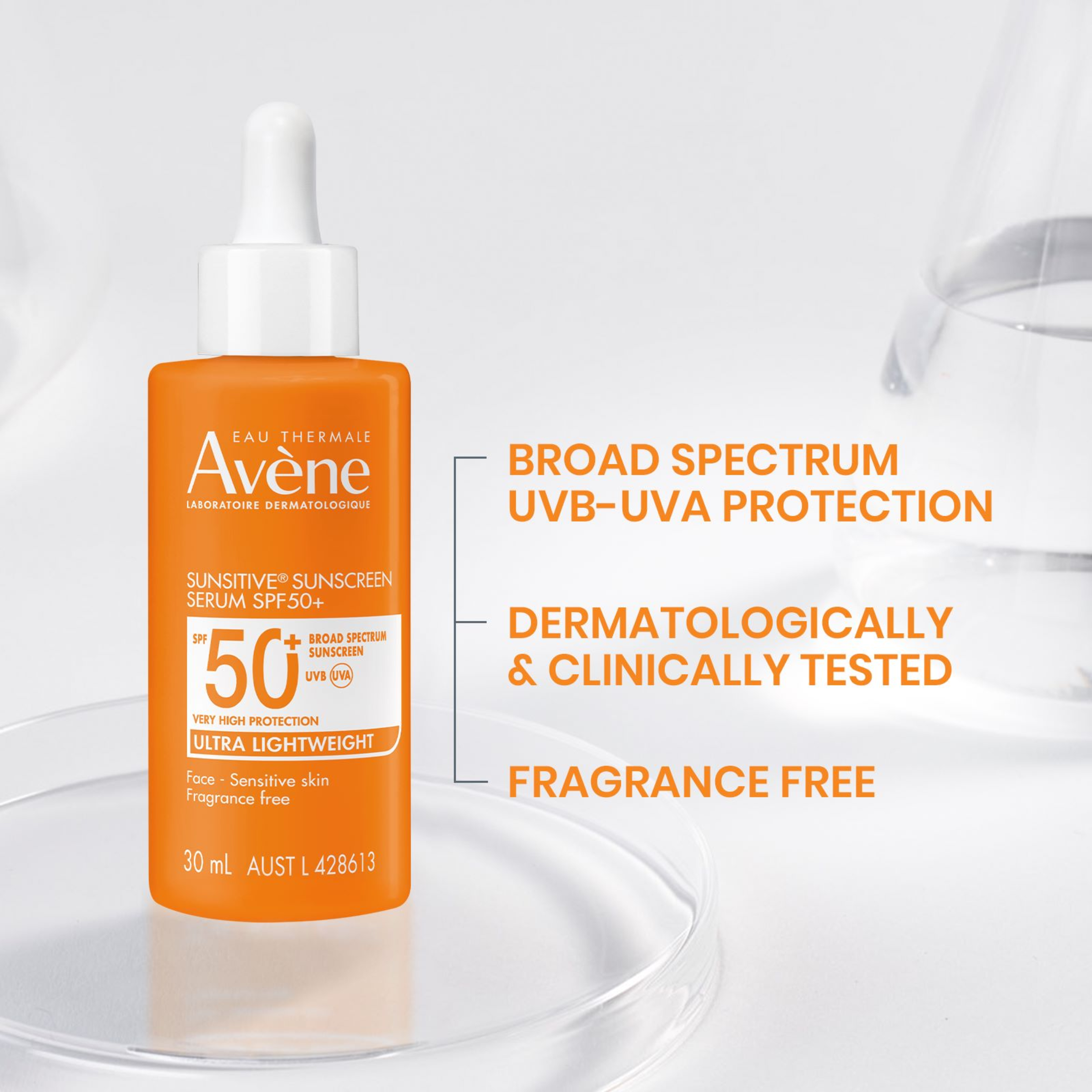 AVENE SUNSITIVE SUNSCREEN SERUM SPF 50+ FLUID 30ML - Image 5