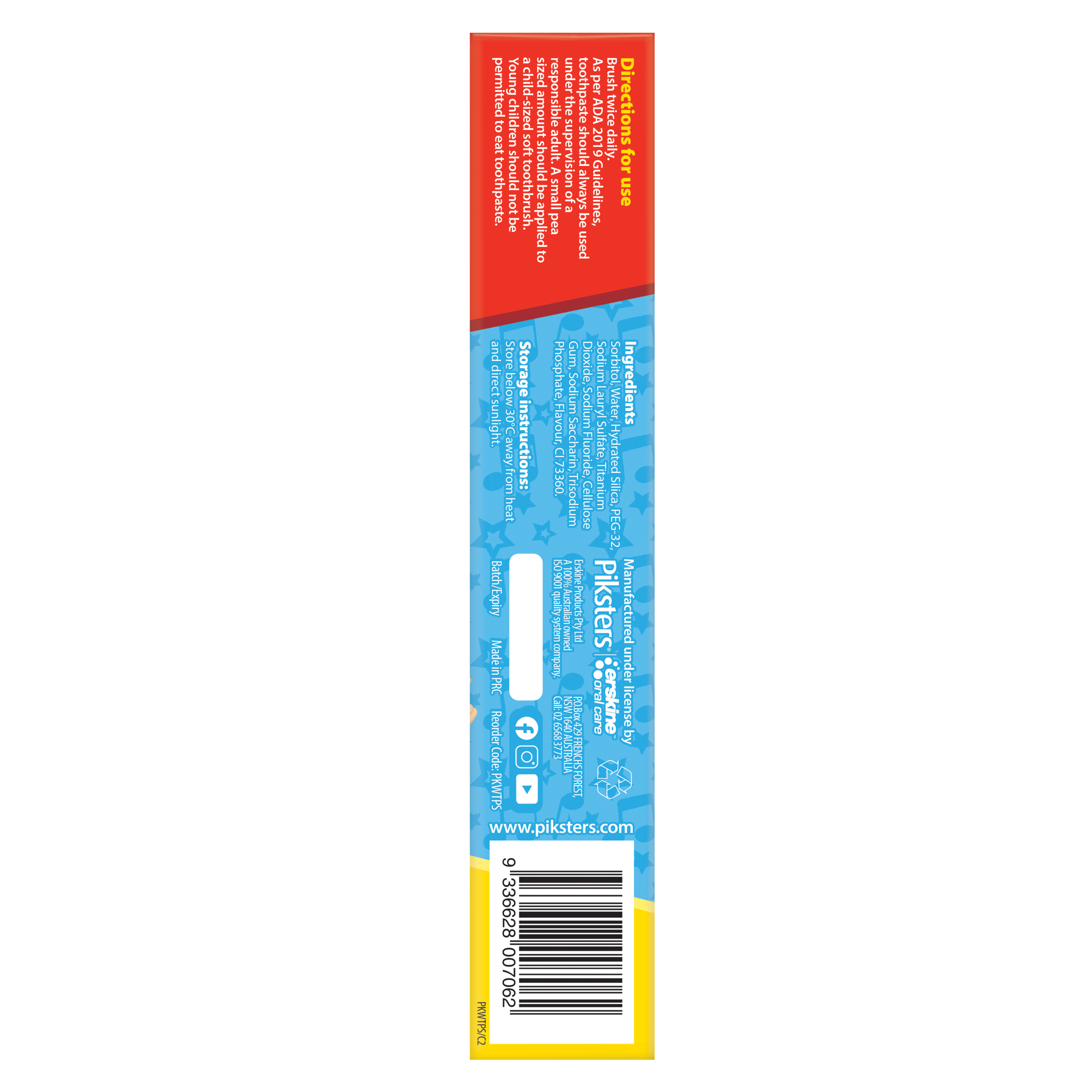 PIKSTERS TOOTHPASTE THE WIGGLES KIDS STRAWBERRY 2-5 YEARS 96G - Image 6