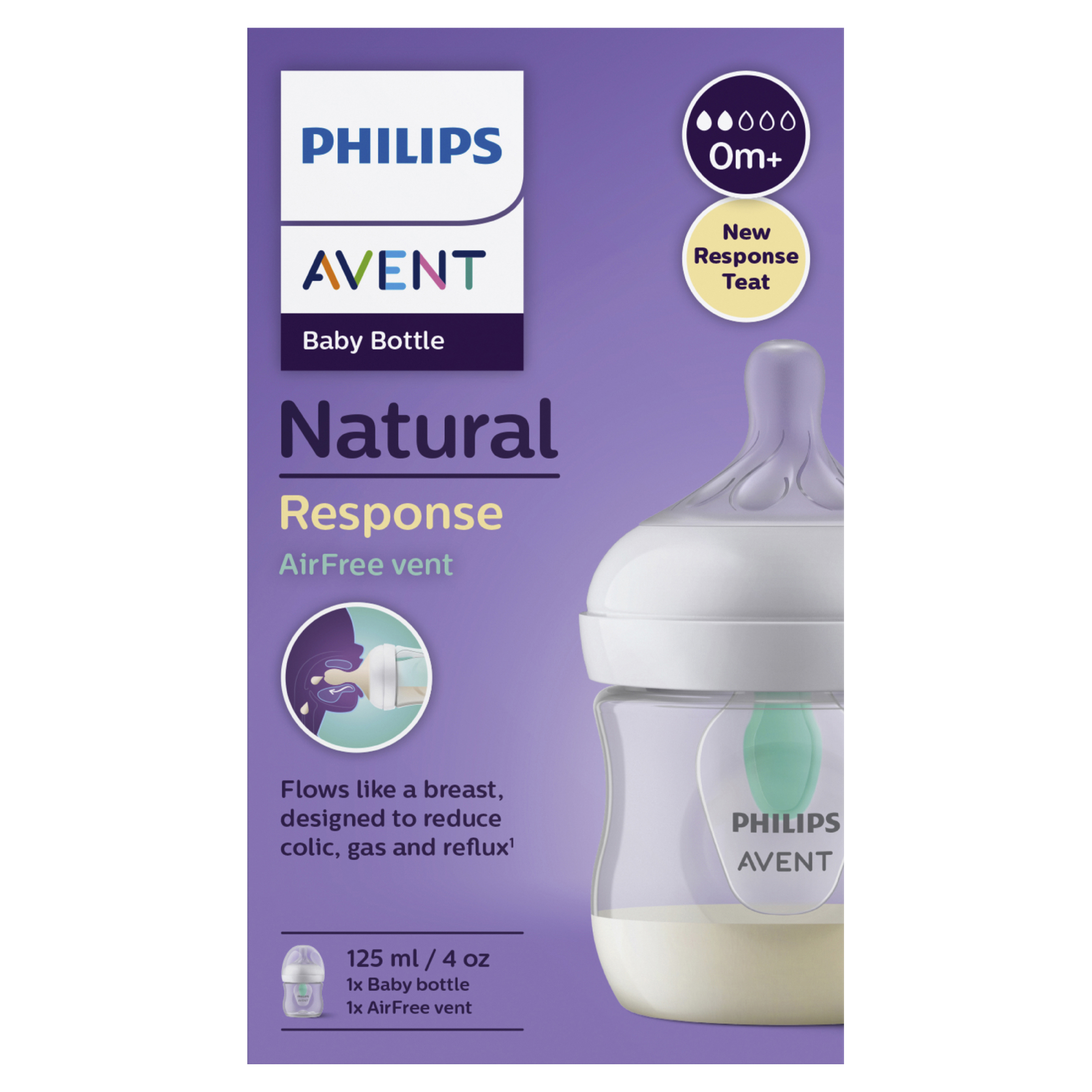 AVENT NATURAL RESPONSE BOTTLE AIRFREE VENT 125ML
