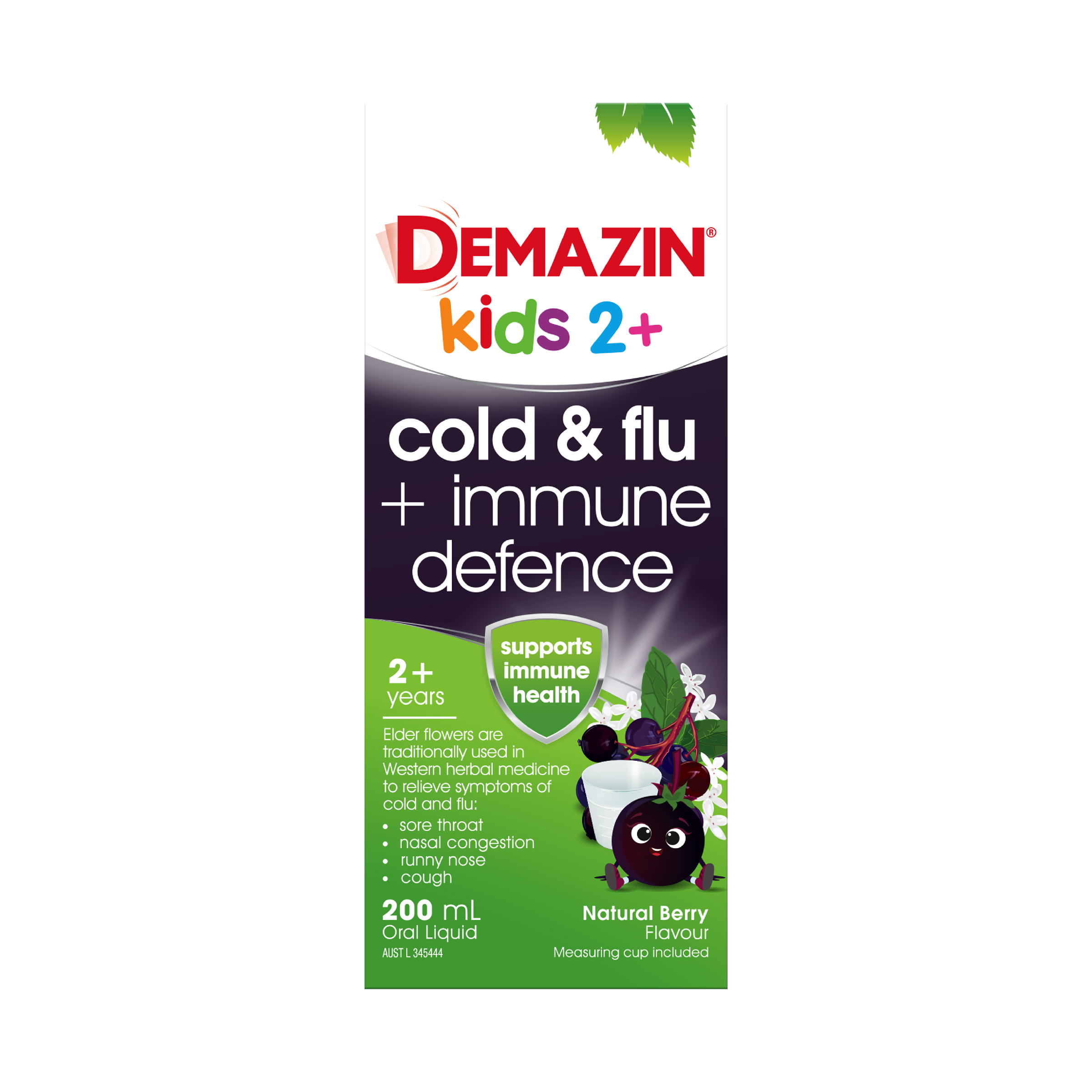 DEMAZIN KIDS 2+ COLD & FLU + IMMUNE DEFENCE 200ML - Image 2