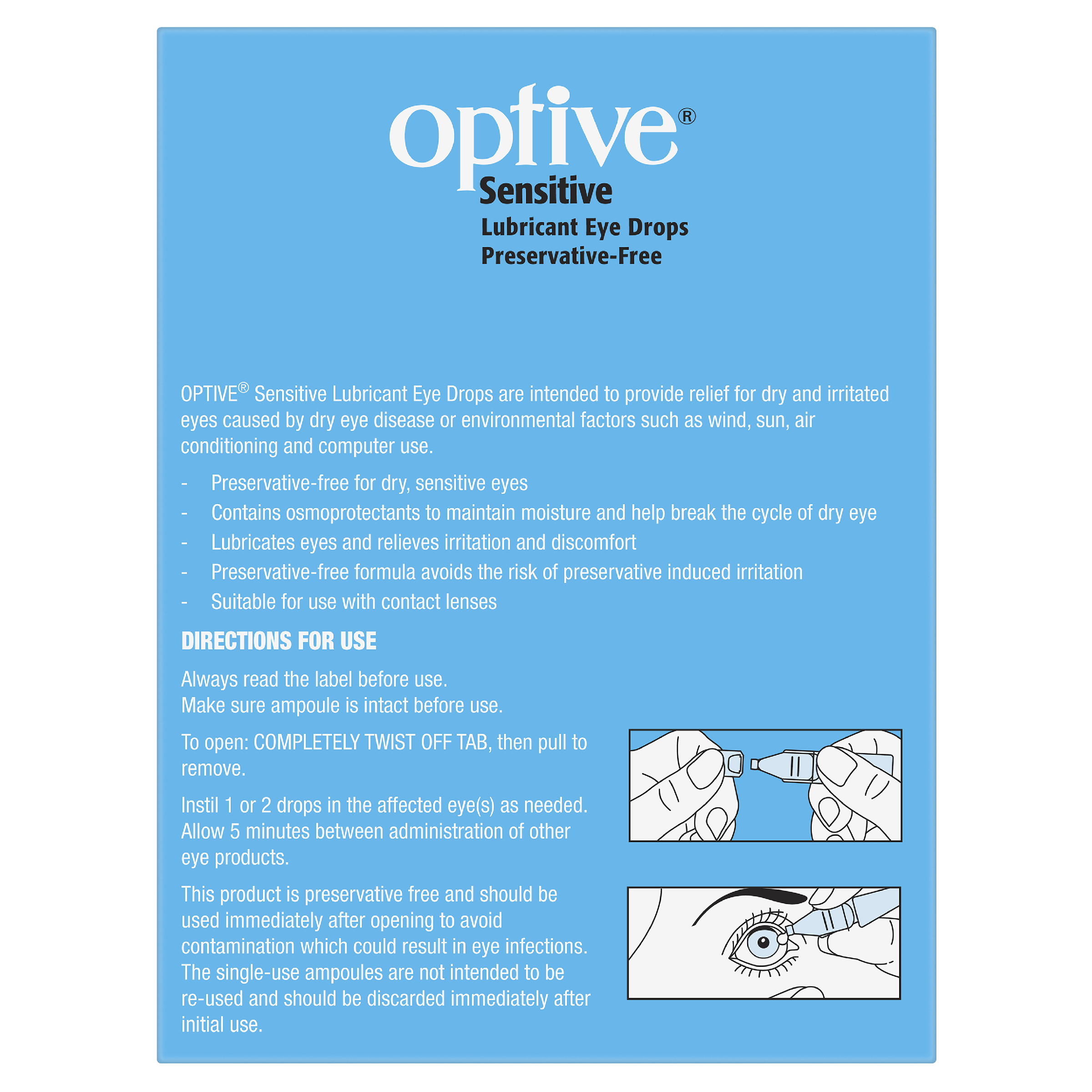 OPTIVE SENSITIVE LUBRICANT EYE DROPS 0.4ML 30 PACK - Image 4
