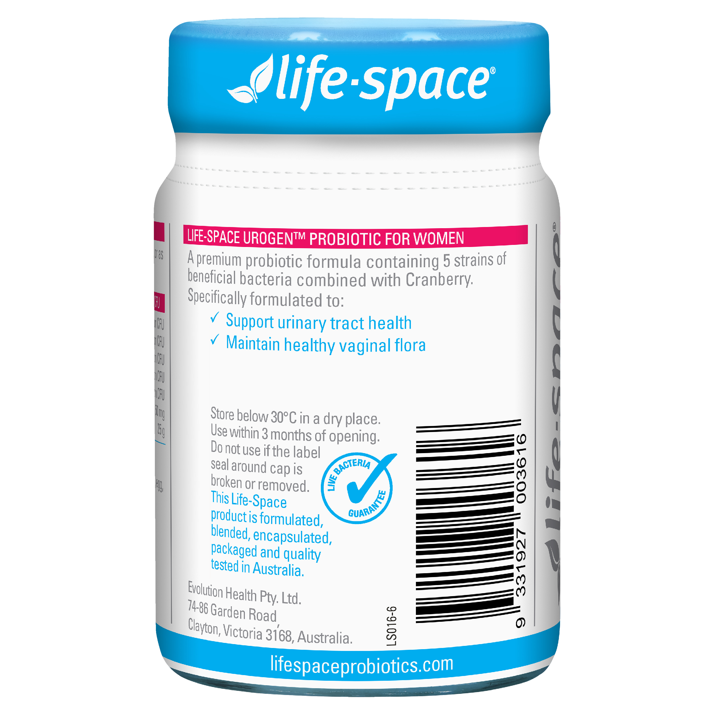 LIFE SPACE UROGEN PROBIOTIC FOR WOMEN 60 CAPSULES - Image 3