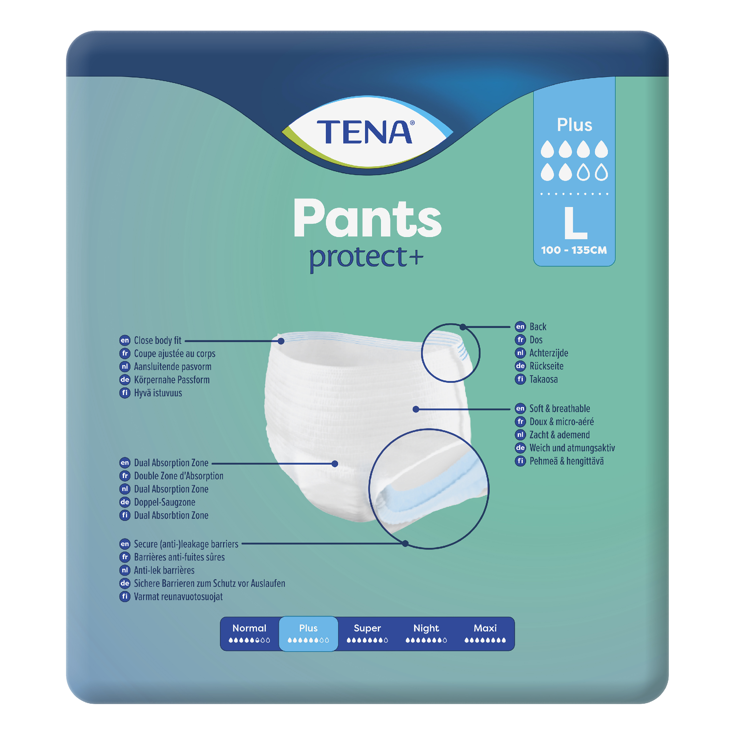 TENA PROSKIN UNISEX PANTS 6D PLUS LARGE 8 PACK - Image 4