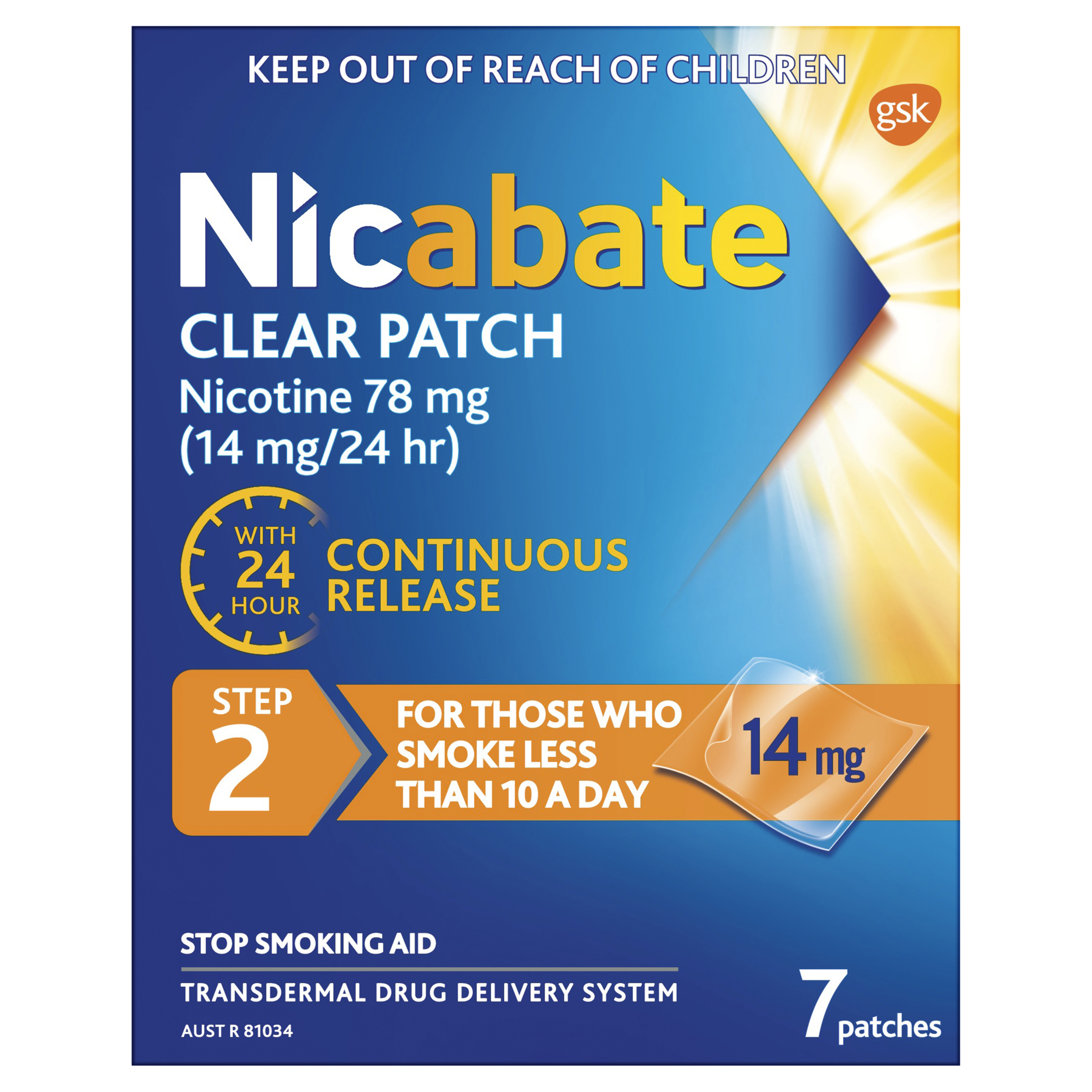 NICABATE STEP 2 14MG CLEAR PATCH 7 PACK - Image 2