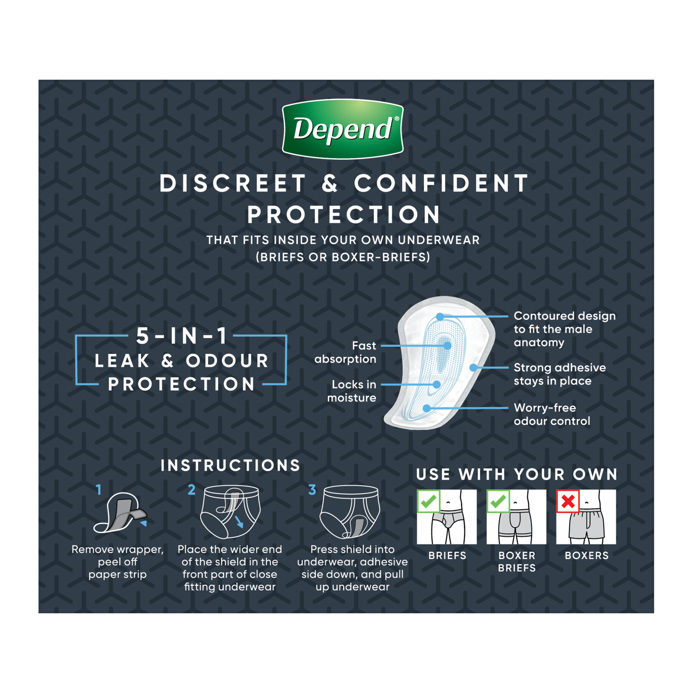 DEPEND MEN ADVANCED PROTECTION SHIELDS 2D 14 PACK - Image 4