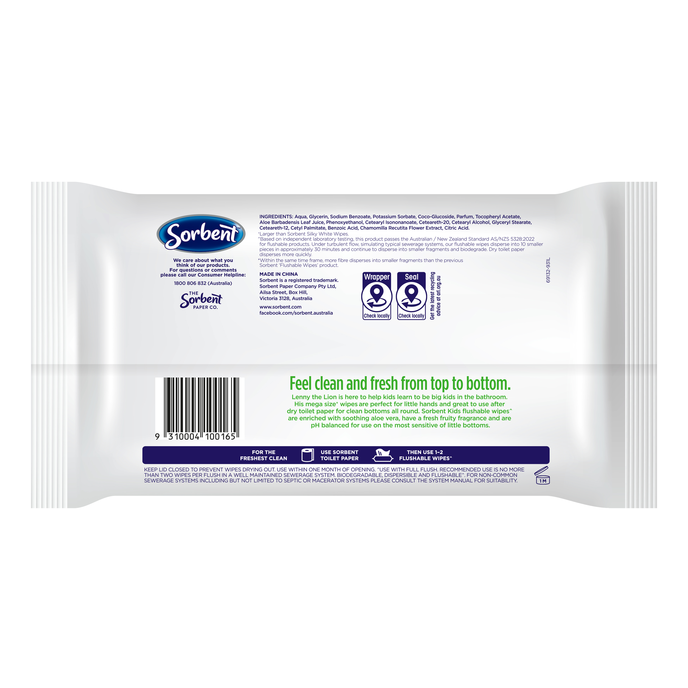 SORBENT FLUSH WIPES KIDS 40 PACK - Image 2