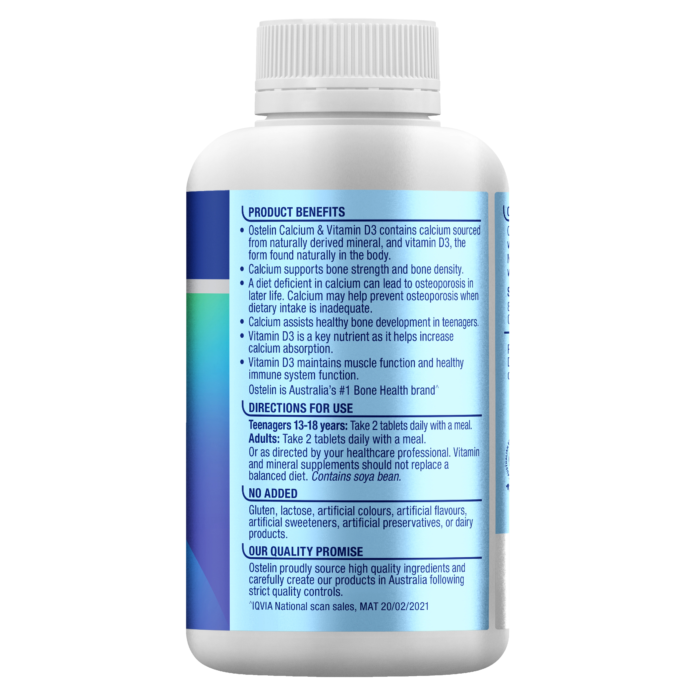 OSTELIN CALCIUM & VITAMIN D3 250 TABLETS - Image 2